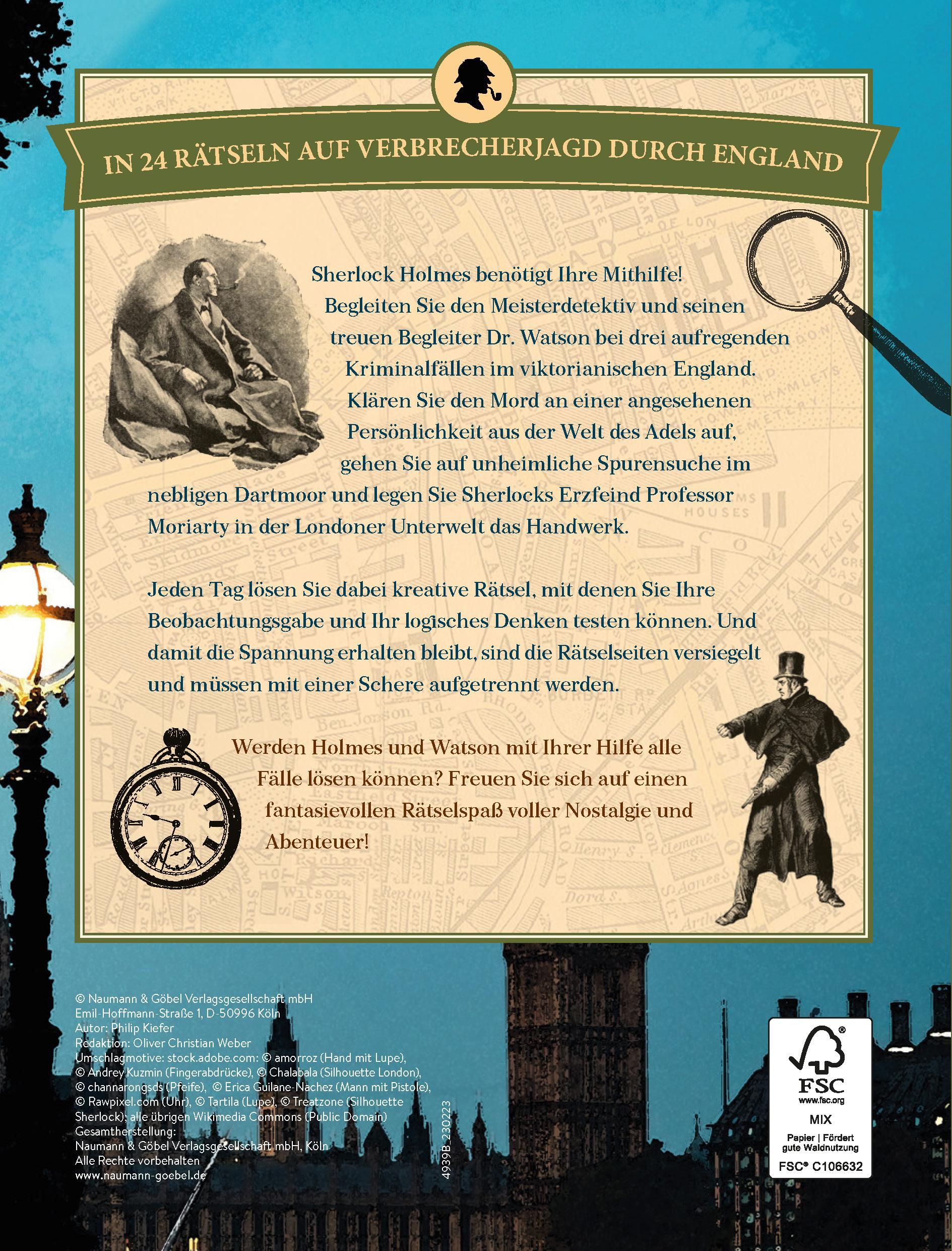 Rückseitencover Sherlock Holmes' Adventskalender der Logikrätsel
