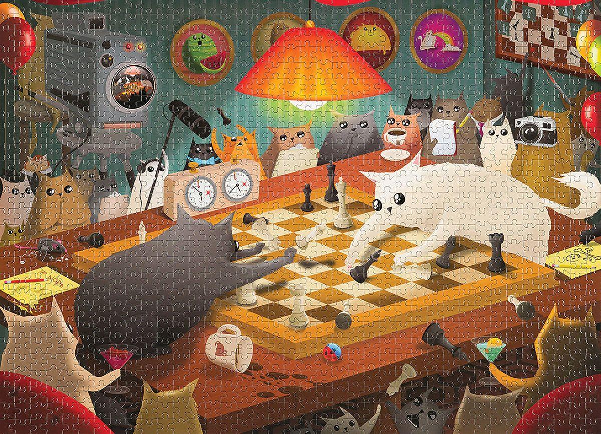 Beispielinhalt (Bild) Exploding Kittens Puzzle: Cats Playing Chess
