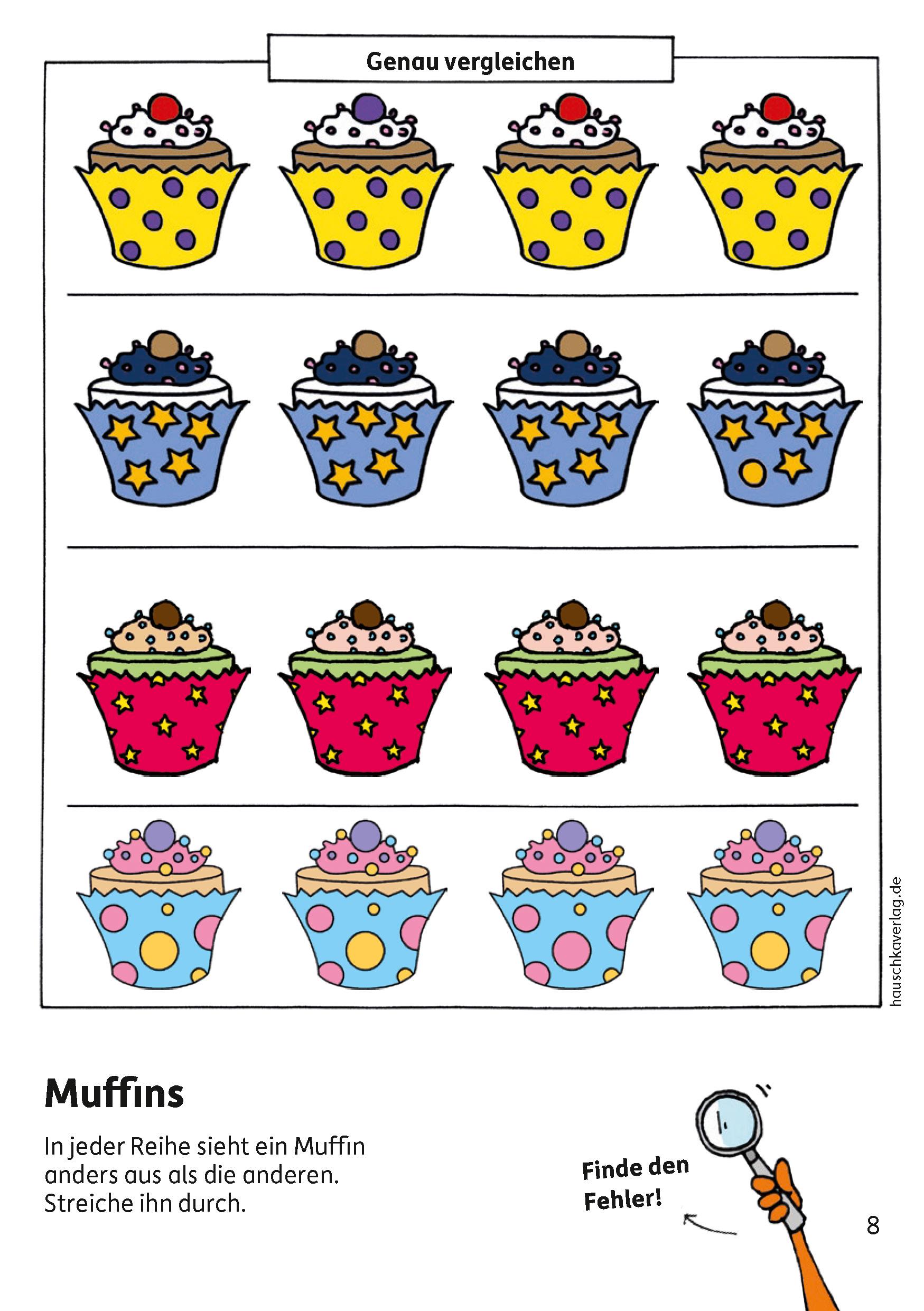 Beispielinhalt (Bild) Kindergartenblock ab 4 Jahre - Kombinieren, rätseln, Fehler finden
