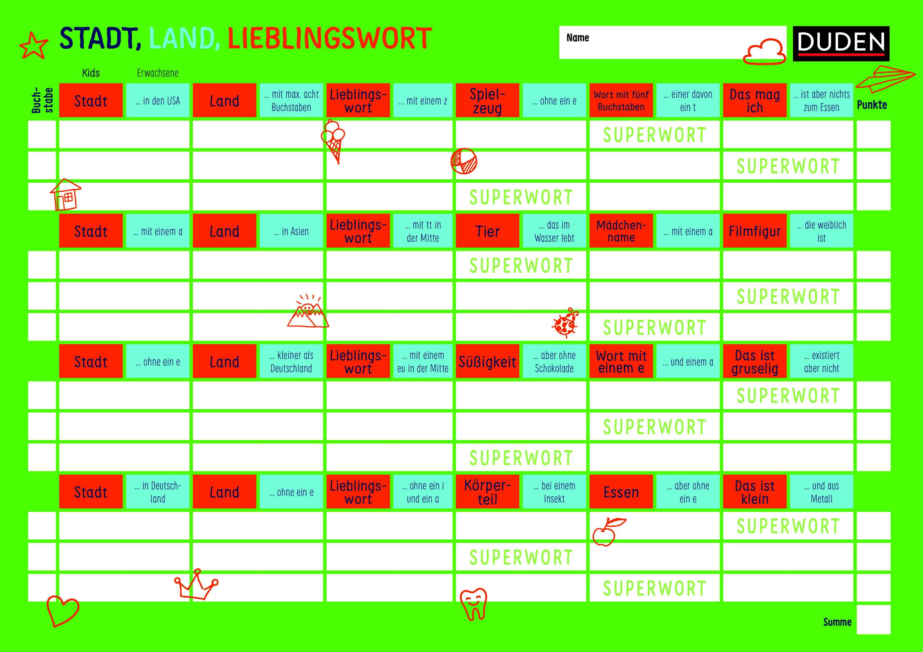 Beispielinhalt (Bild) Stadt, Land, Superwort - Der verrückte Wörterspaß für die ganze Familie