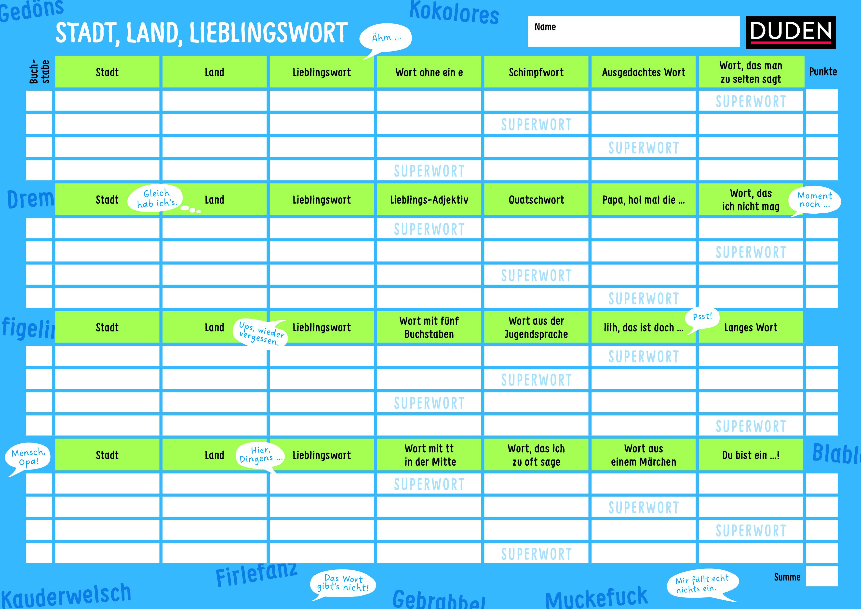 Beispielinhalt (Bild) Stadt, Land, Superwort - Der verrückte Wörterspaß