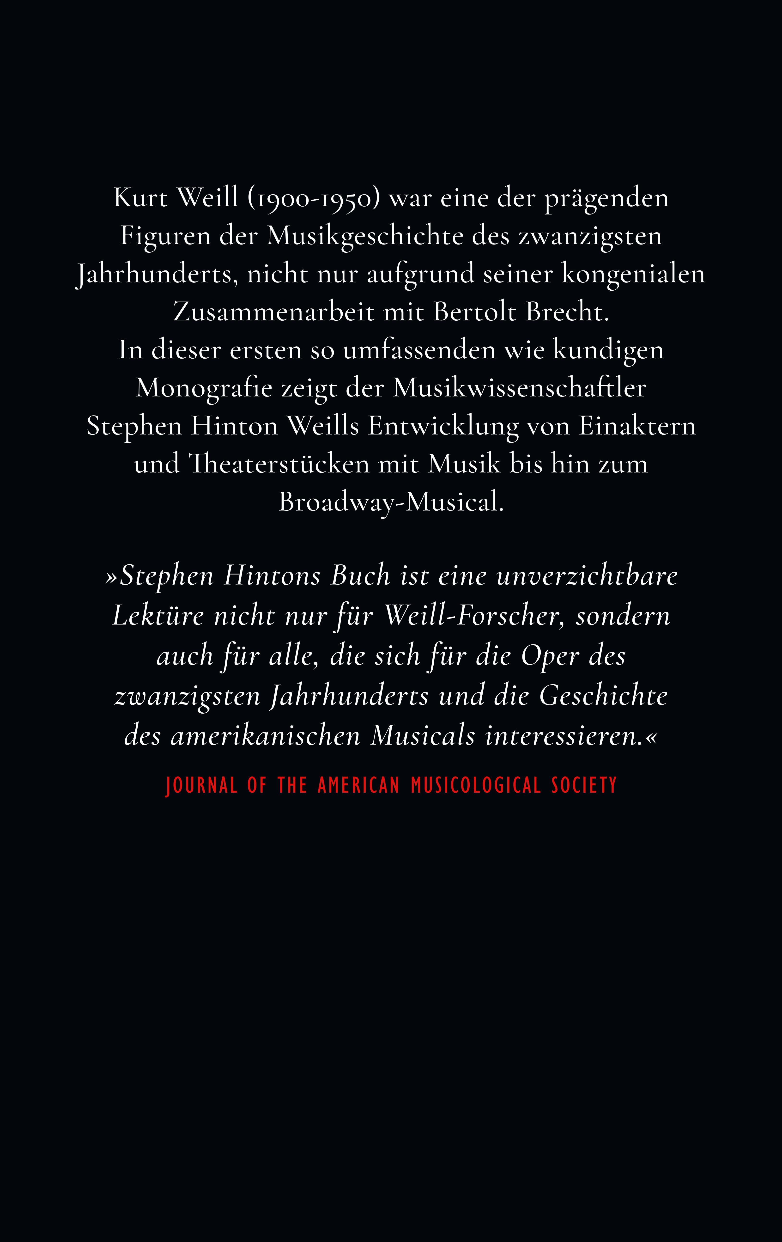 Rückseitencover Kurt Weills Musiktheater