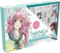 Vorderes Coverbild Manga zeichnen Adventskalender - Manga zeichnen lernen in 24 Tagen. Mit Anleitungsbuch, Workbook und Zeichenmaterial
