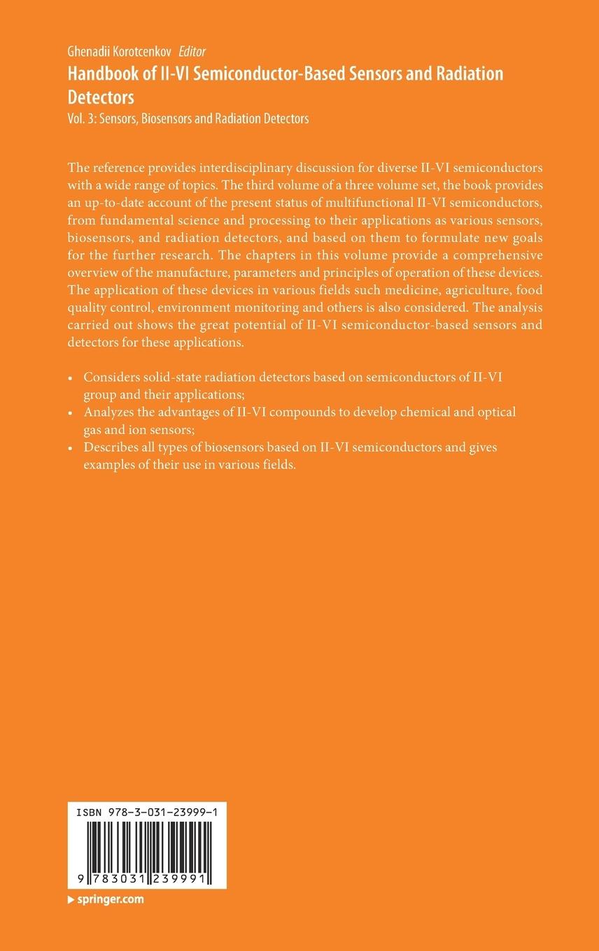 Rückseitencover Handbook of II-VI Semiconductor-Based Sensors and Radiation Detectors