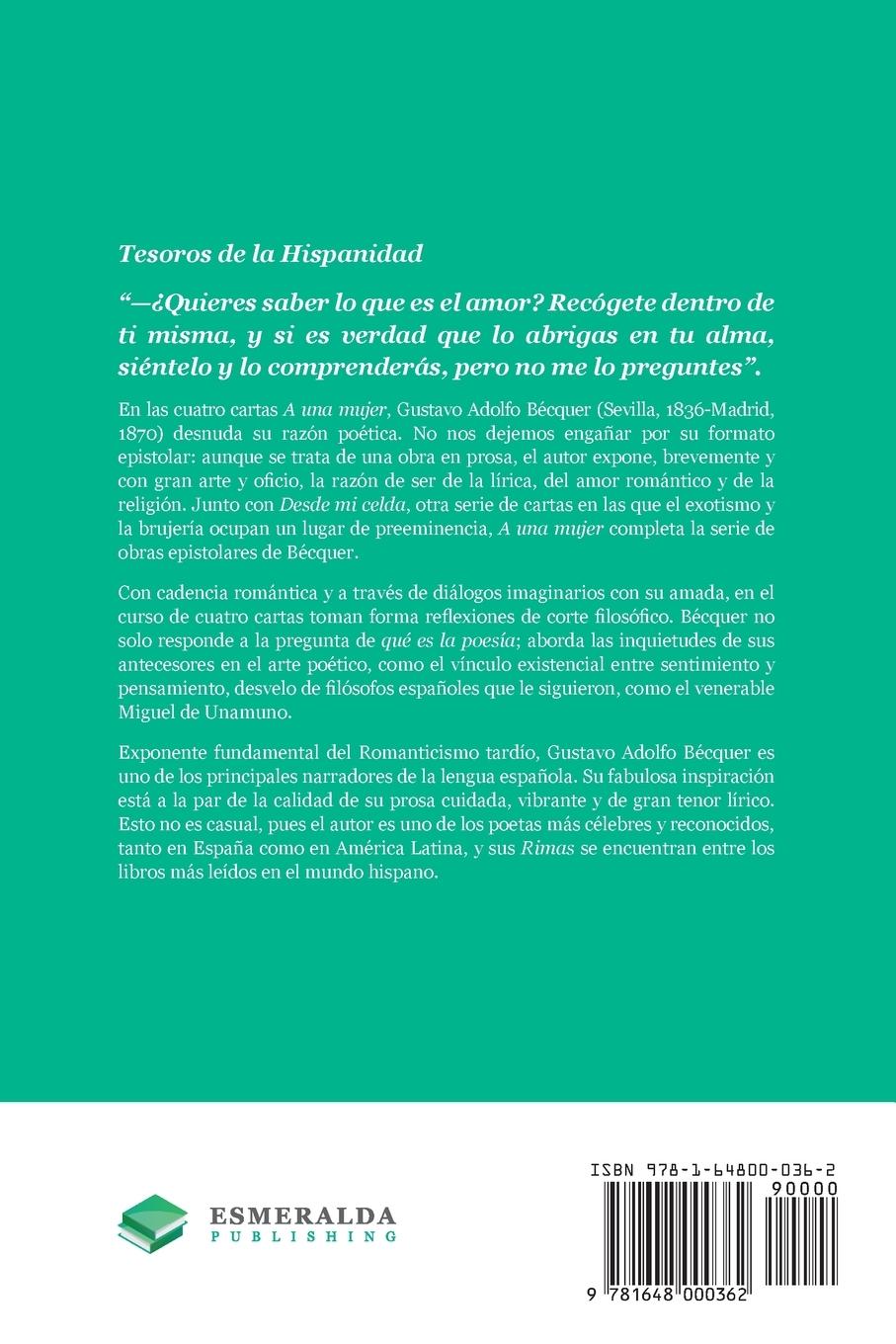Rückseitencover Las cartas de Gustavo Adolfo Bécquer. A una mujer