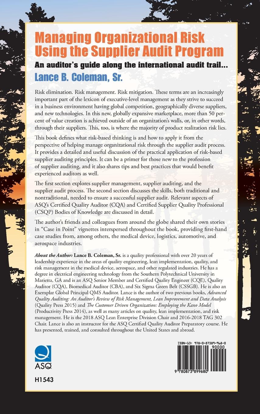 Rückseitencover Managing Organizational Risk Using the Supplier Audit Program