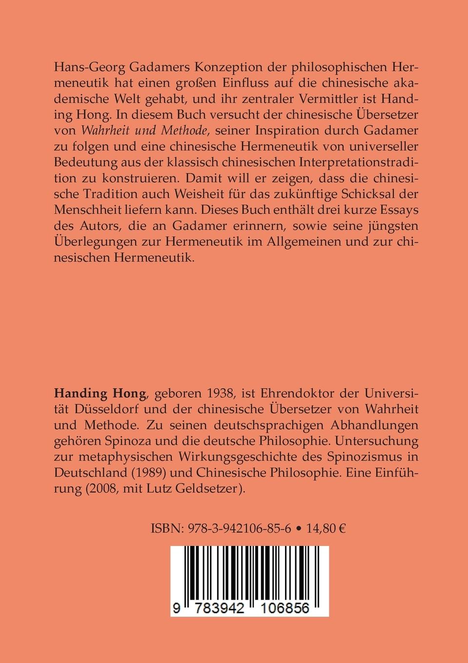 Rückseitencover Blick nach Osten. Versuch der Konstruktion einer chinesischen Hermeneutik