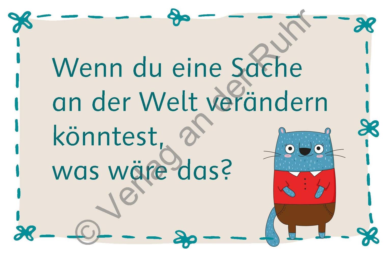 Beispielinhalt (Bild) Ich erzähl von mir und du erzählst von dir - 58 Fragekarten zur Selbstreflexion und Achtsamkeit für Kinder
