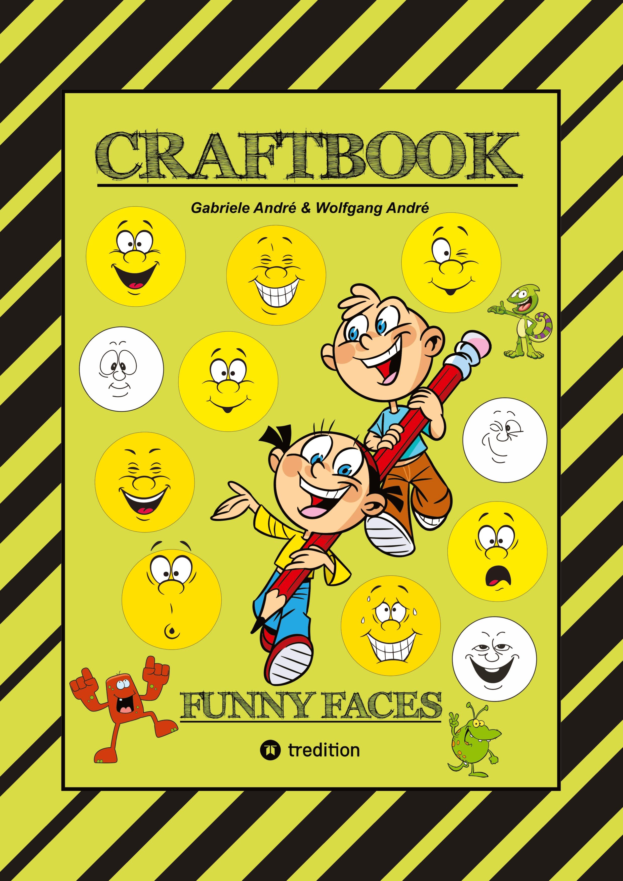 Vorderes Coverbild CRAFTBOOK - KREATIVES ZEICHNEN - LUSTIGE GESICHTER UND MIMIKEN - RÄTSEL - TOLLE MALVORLAGEN - SELBSTPORTRÄT