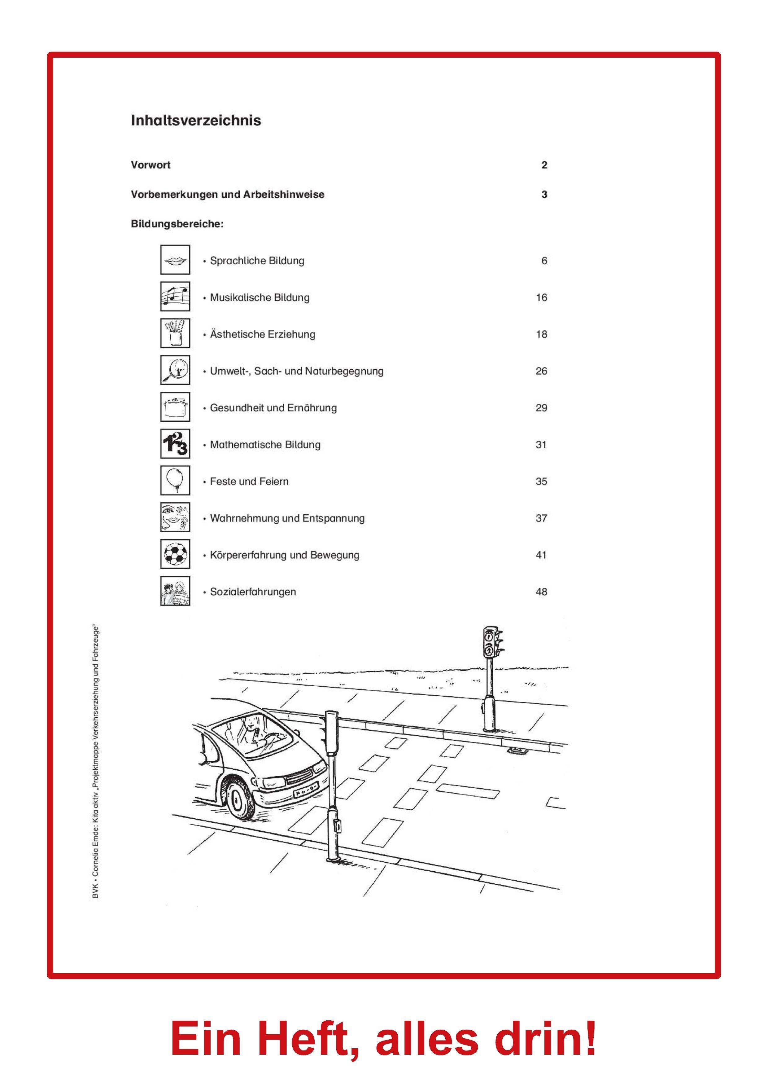 Beispielinhalt (Bild) Kita aktiv Projektmappe Verkehrserziehung und Fahrzeuge