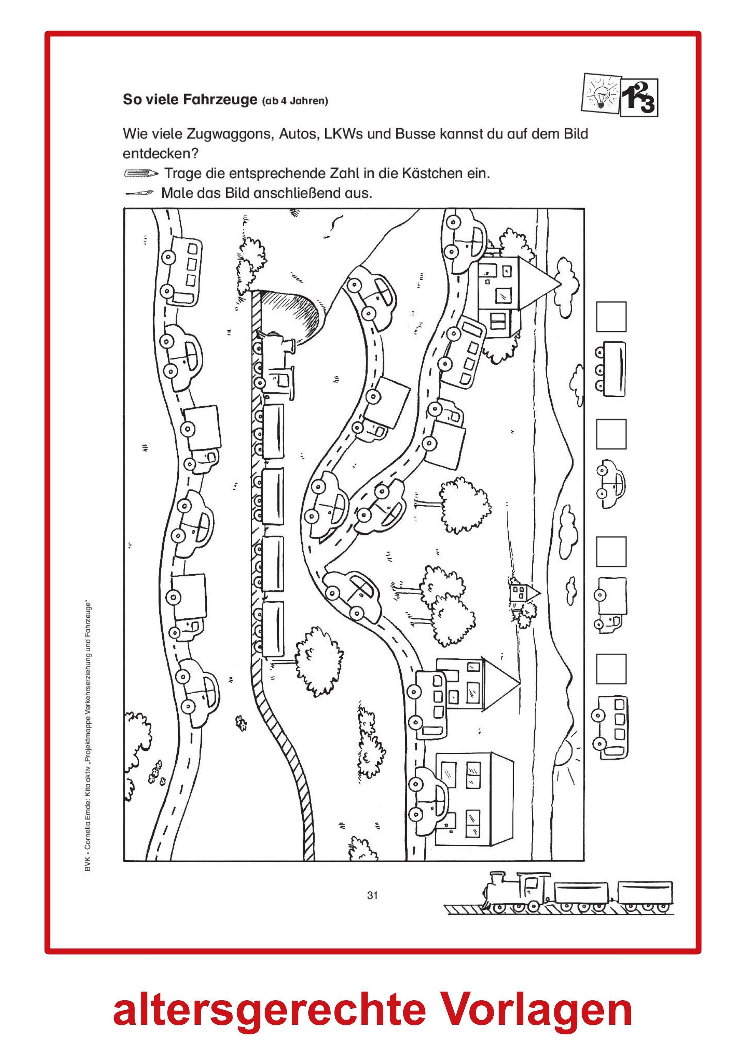 Beispielinhalt (Bild) Kita aktiv Projektmappe Verkehrserziehung und Fahrzeuge