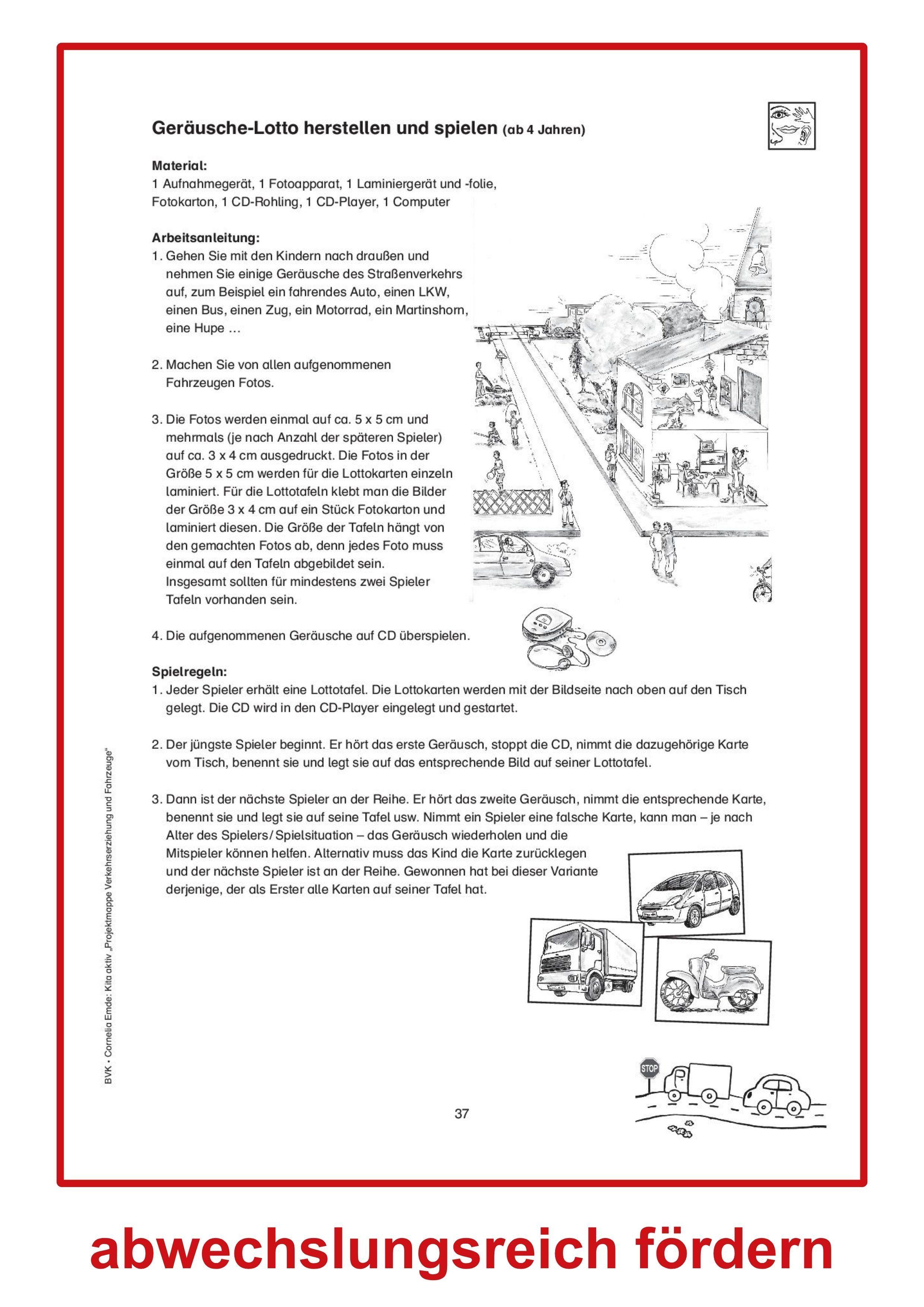 Beispielinhalt (Bild) Kita aktiv Projektmappe Verkehrserziehung und Fahrzeuge