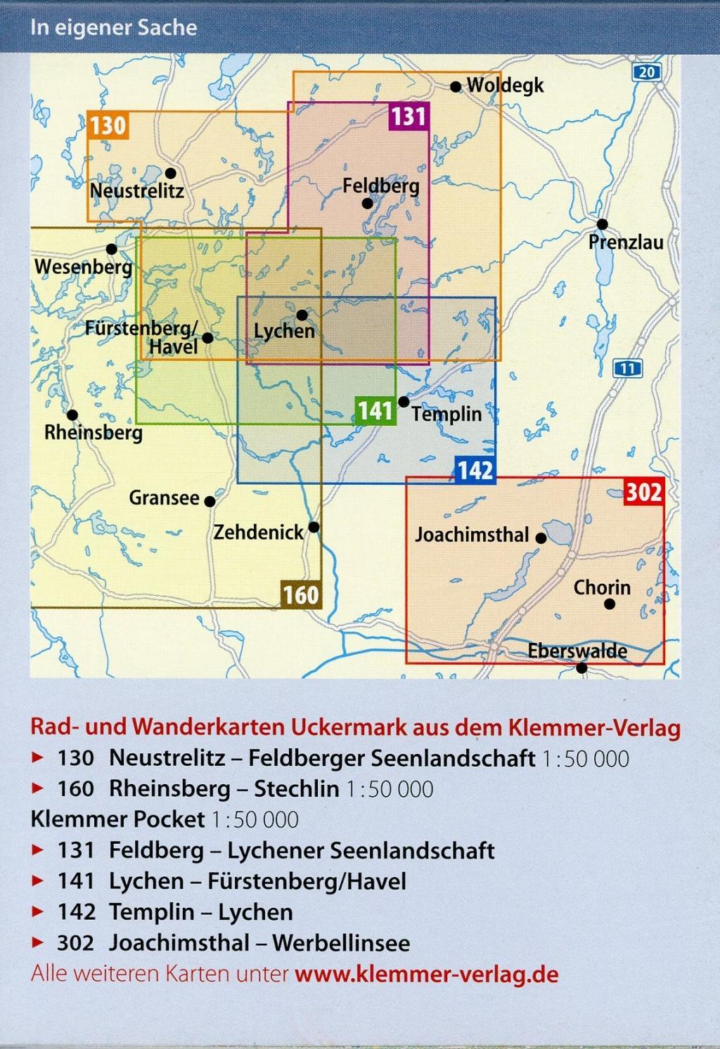 Beispielinhalt (Bild) Klemmer Pocket Rad-, Wander- und Paddelkarte Templin - Lychen 1 : 50 000