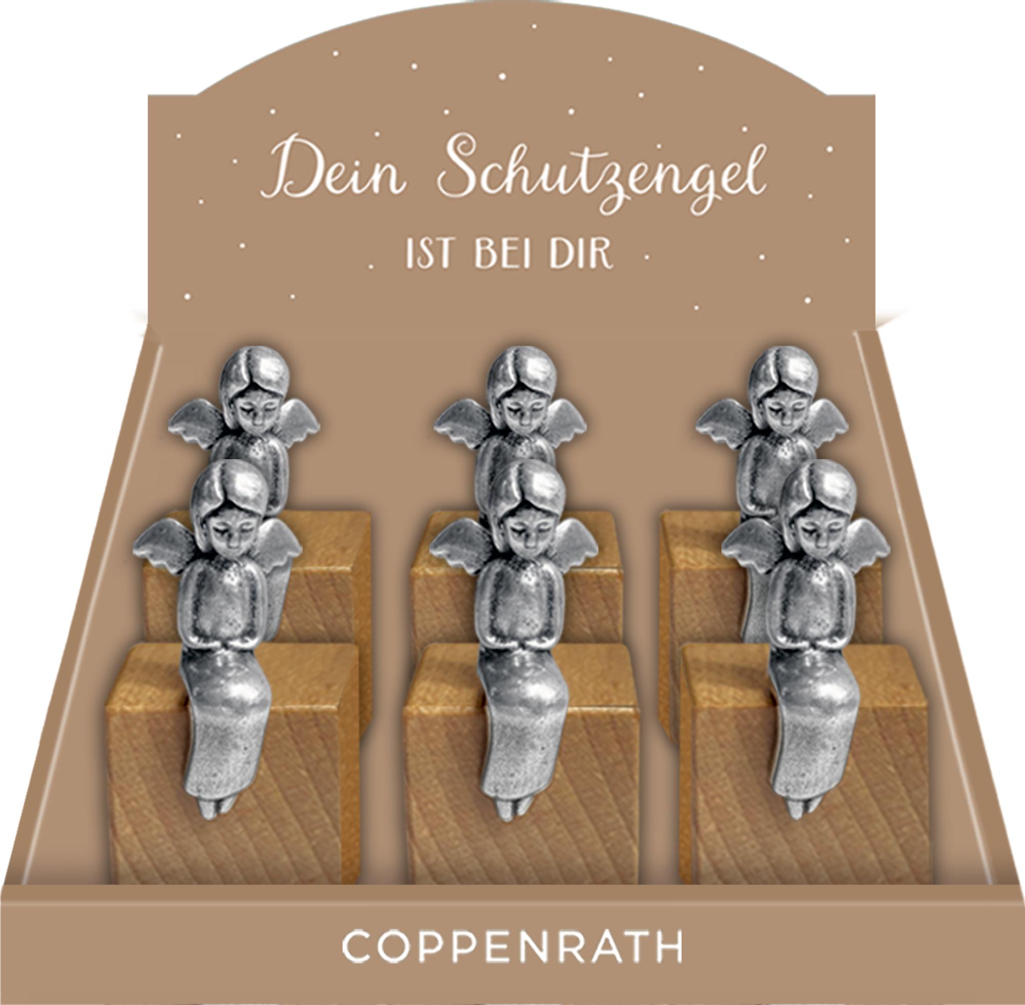 Beispielinhalt (Bild) Engelfigur auf Holzwürfel - Dein Schutzengel ist bei dir
