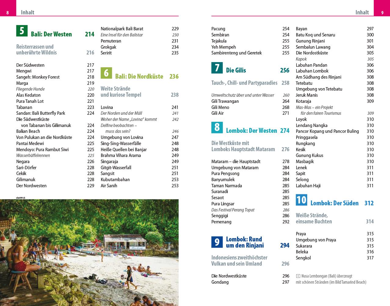 Beispielinhalt (Bild) Reise Know-How Reiseführer Bali, Lombok und die Gilis
