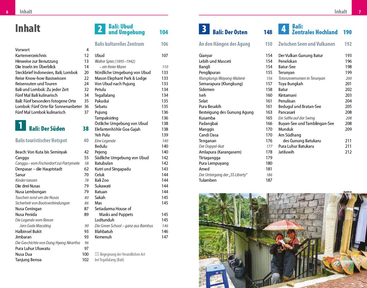 Beispielinhalt (Bild) Reise Know-How Reiseführer Bali, Lombok und die Gilis