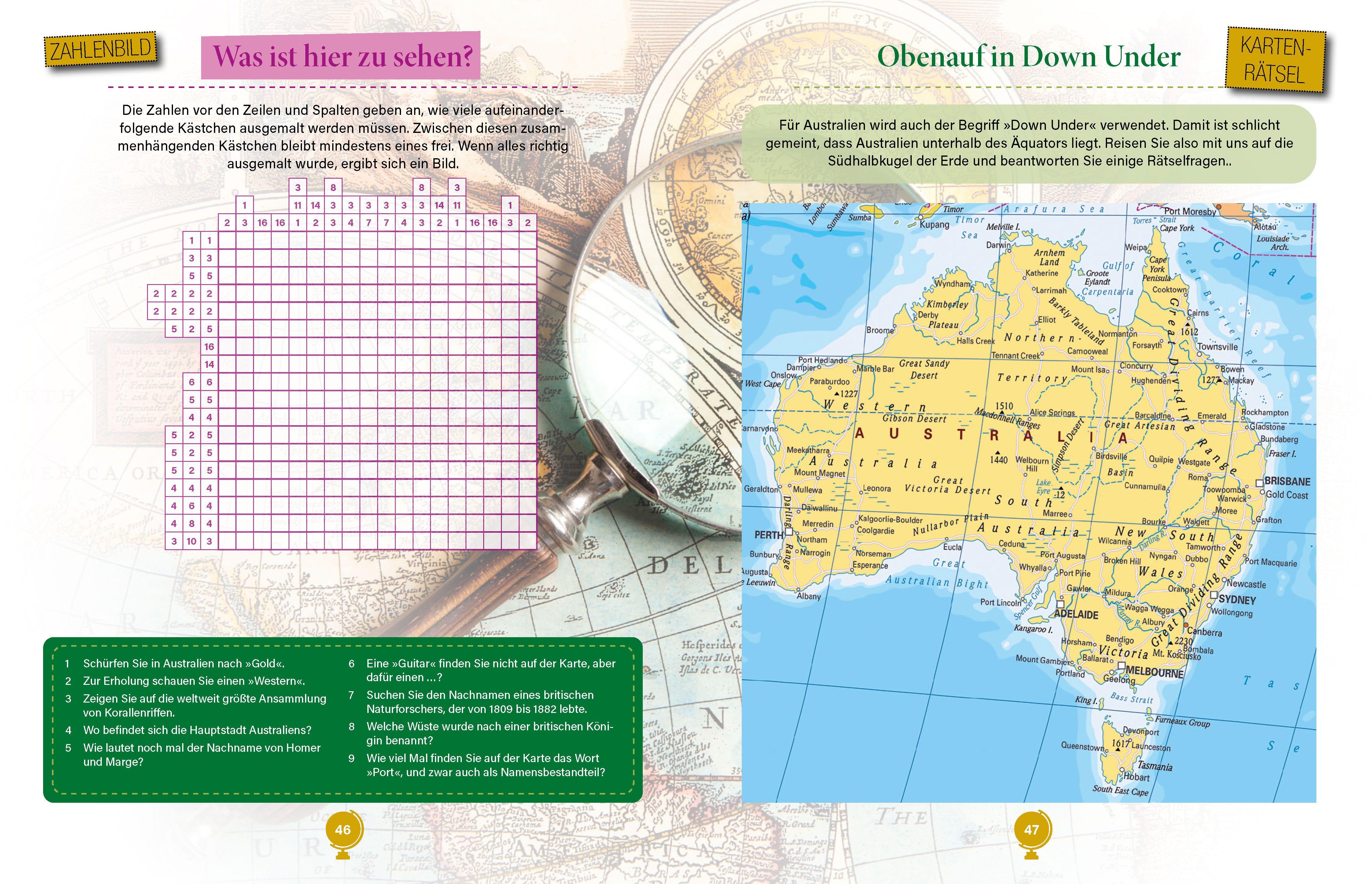 Beispielinhalt (Bild) Geografie Rätselbuch