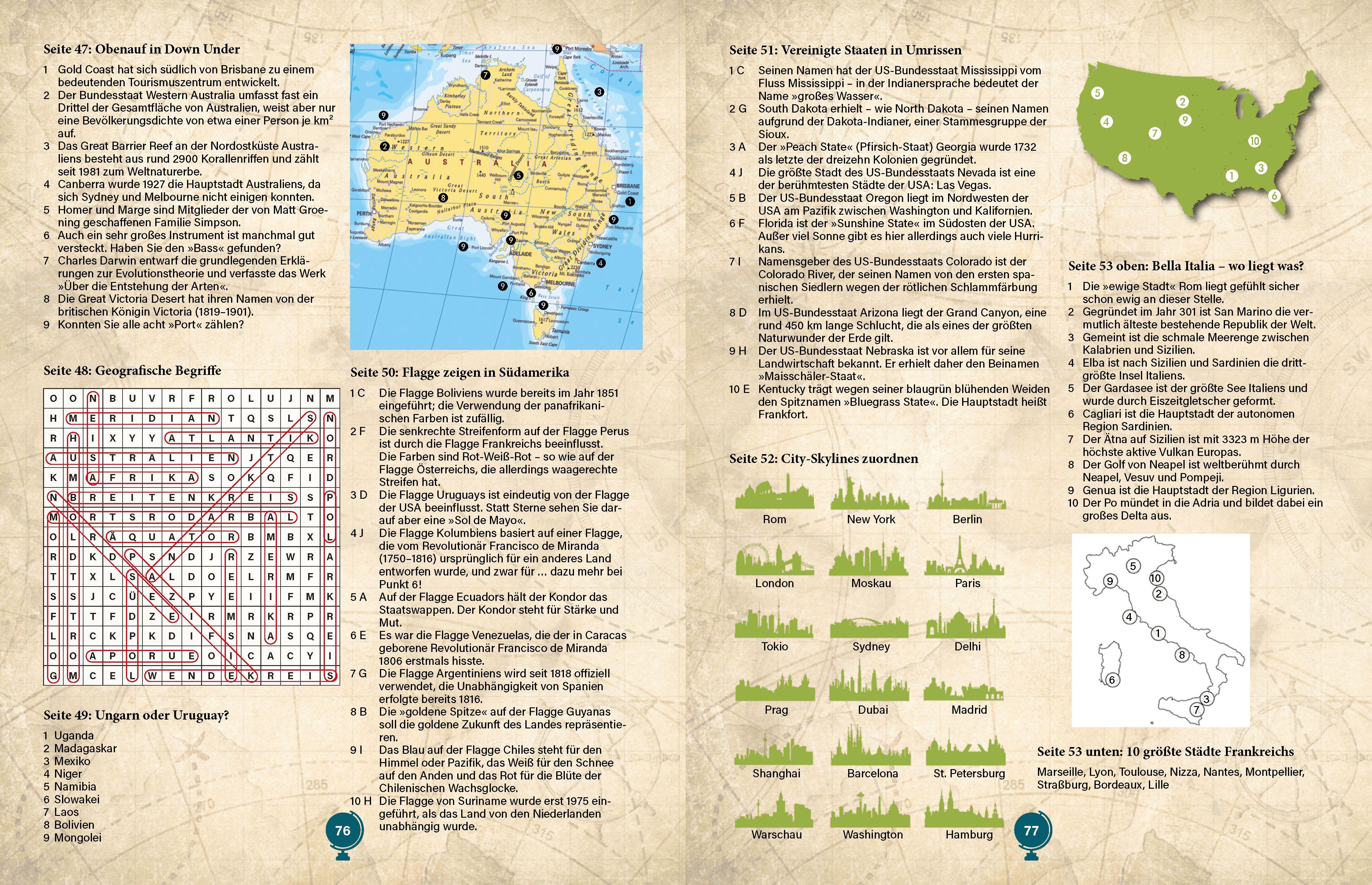 Beispielinhalt (Bild) Geografie Rätselbuch