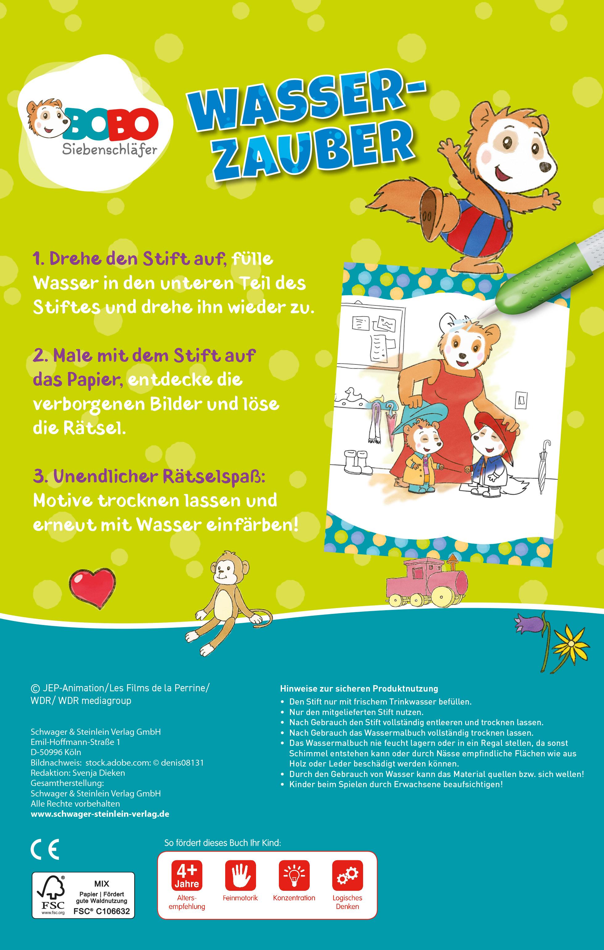 Rückseitencover Bobo Siebenschläfer Wasserzauber: Einfach mit Wasser malen!