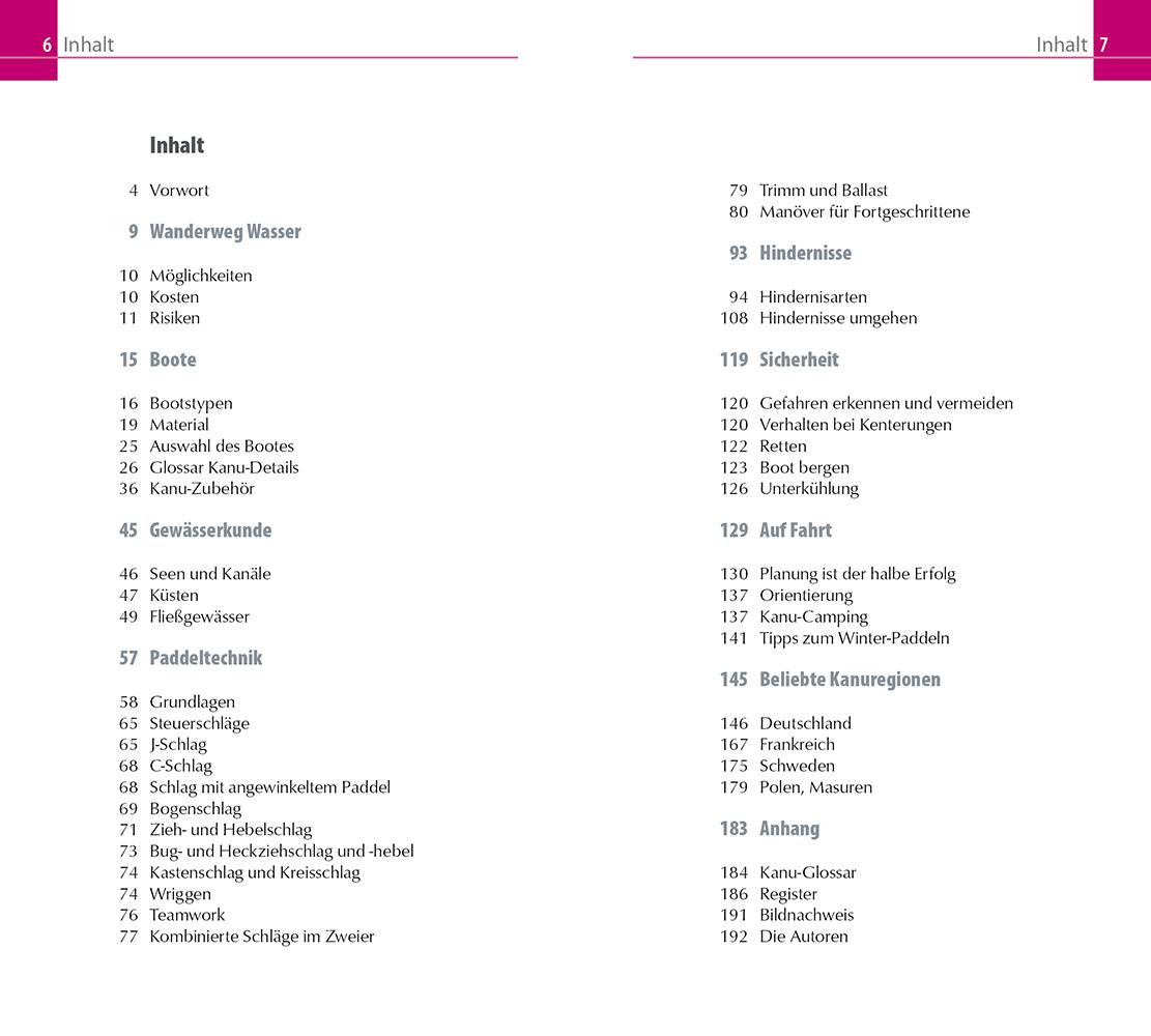 Beispielinhalt (Bild) Reise Know-How Kanu-Handbuch
