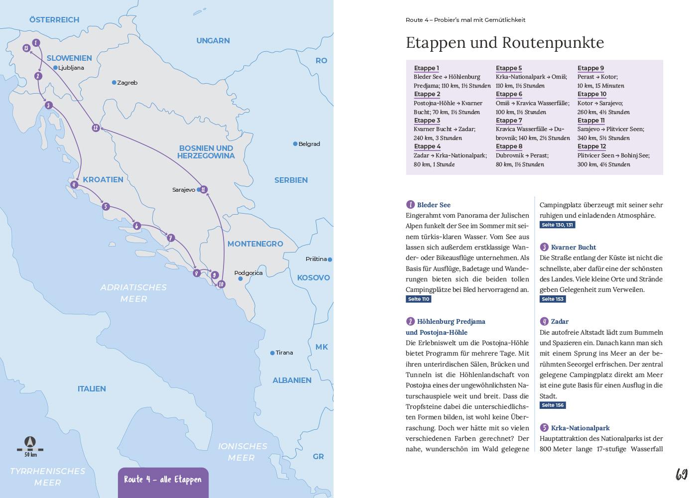 Beispielinhalt (Bild) Reise Know-How Roadtrip Handbuch Balkan-Halbinsel