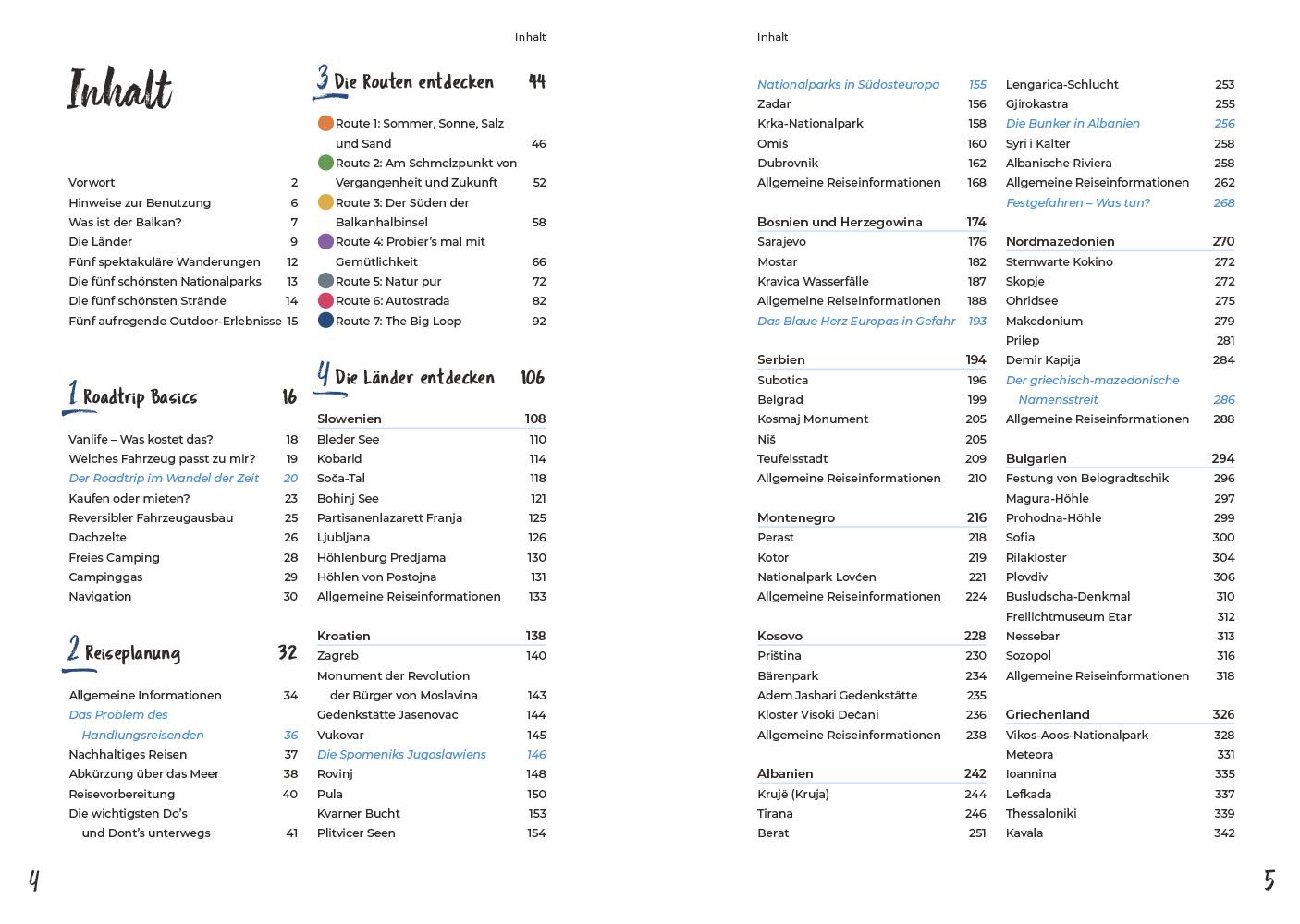 Beispielinhalt (Bild) Reise Know-How Roadtrip Handbuch Balkan-Halbinsel