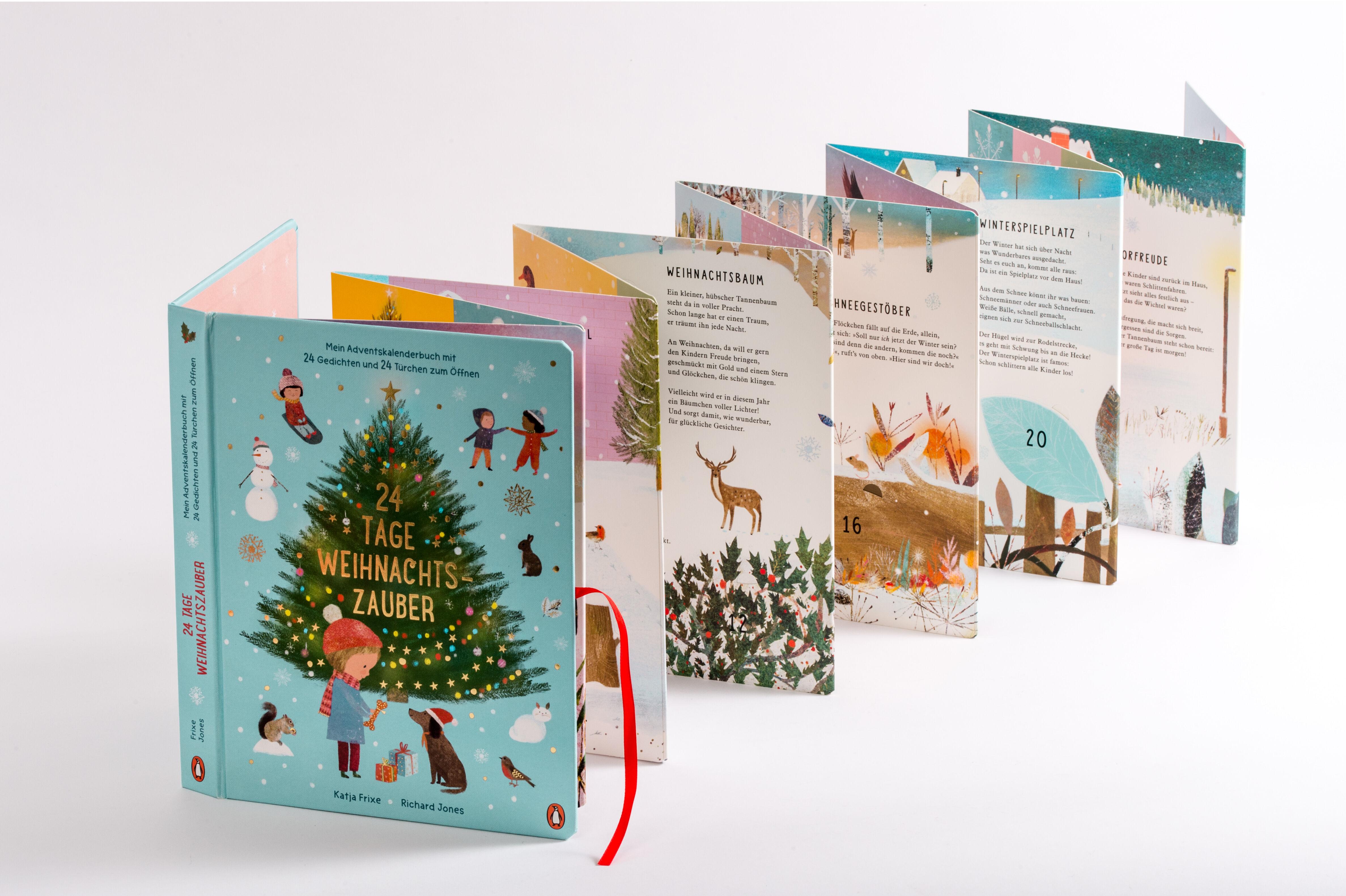 Beispielinhalt (Bild) 24 Tage Weihnachtszauber - Mein Adventskalenderbuch mit 24 Gedichten und 24 Türchen zum Öffnen