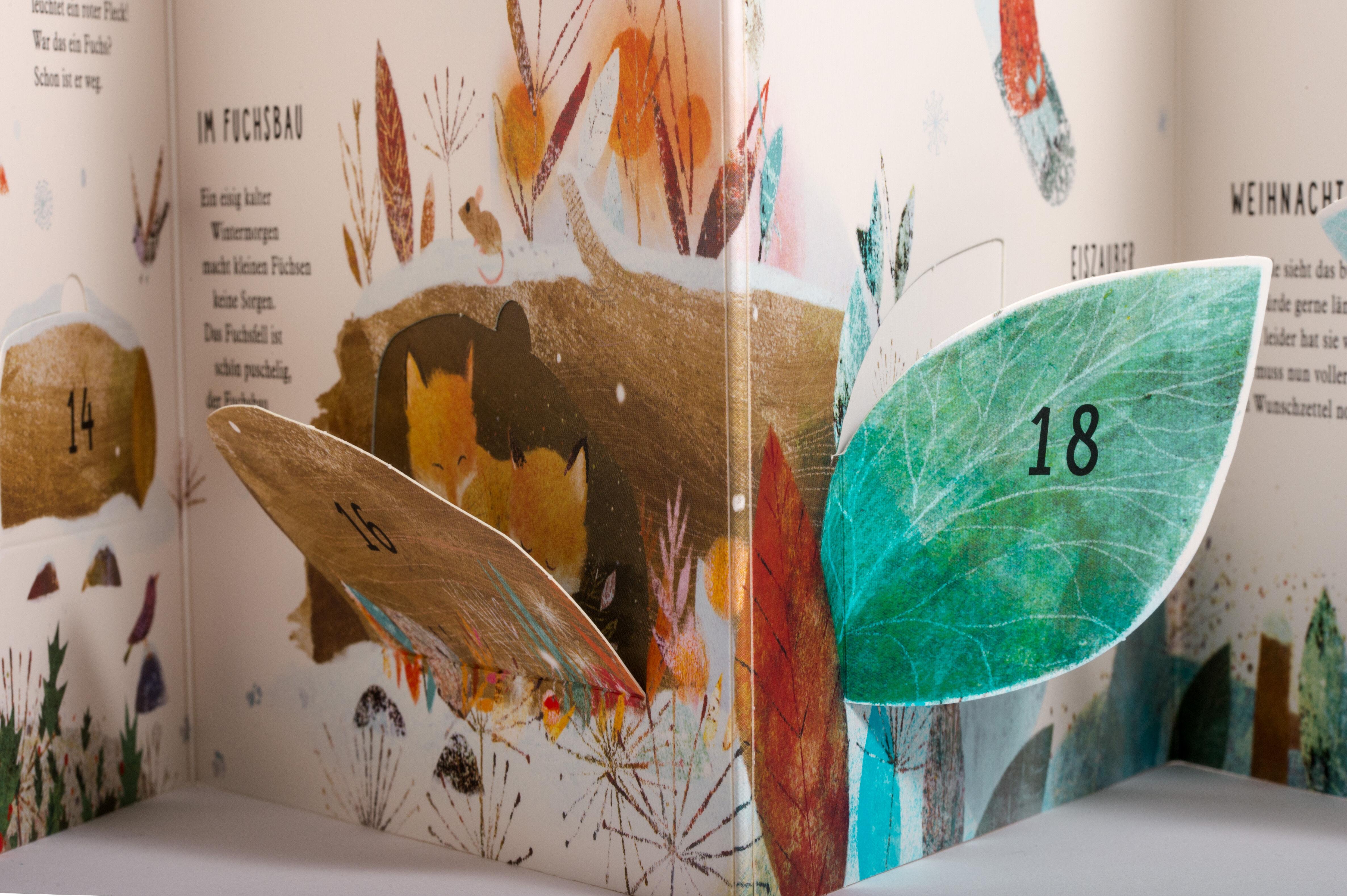 Beispielinhalt (Bild) 24 Tage Weihnachtszauber - Mein Adventskalenderbuch mit 24 Gedichten und 24 Türchen zum Öffnen