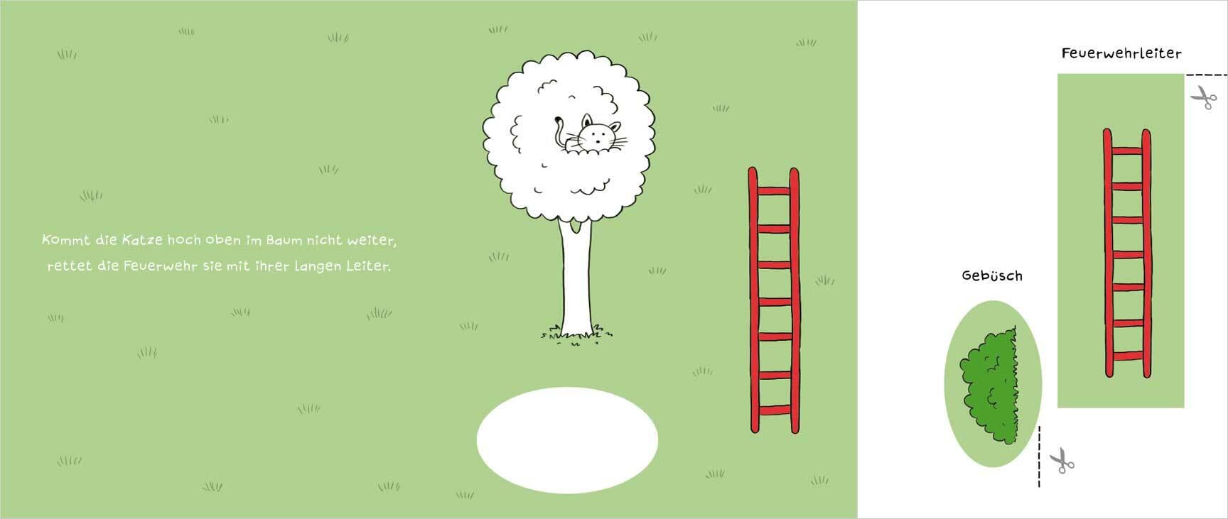 Beispielinhalt (Bild) Mein kunterbuntes Ausschneidebuch - Feuerwehr. Schneiden, kleben, malen ab 3 Jahren