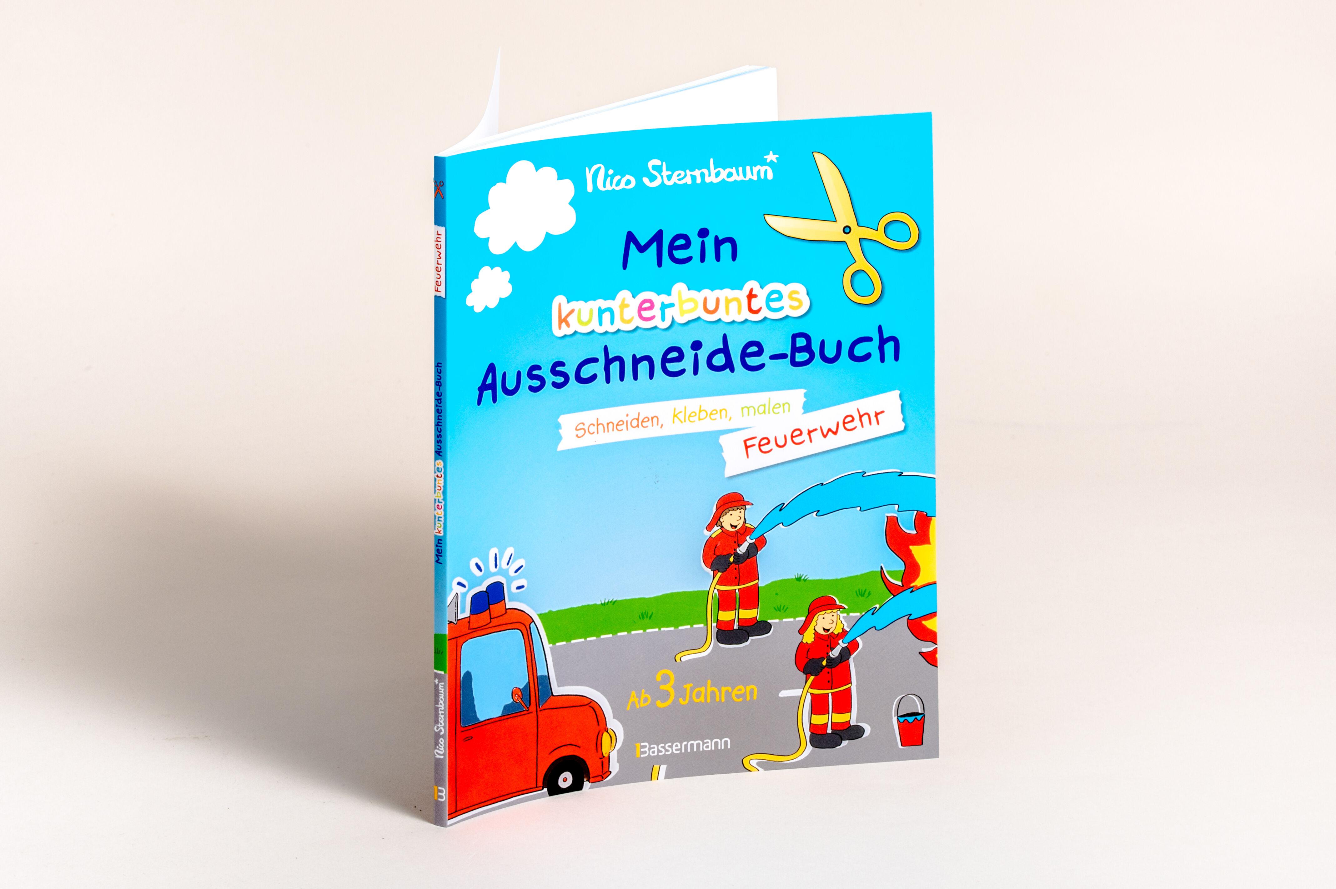 Beispielinhalt (Bild) Mein kunterbuntes Ausschneidebuch - Feuerwehr. Schneiden, kleben, malen ab 3 Jahren