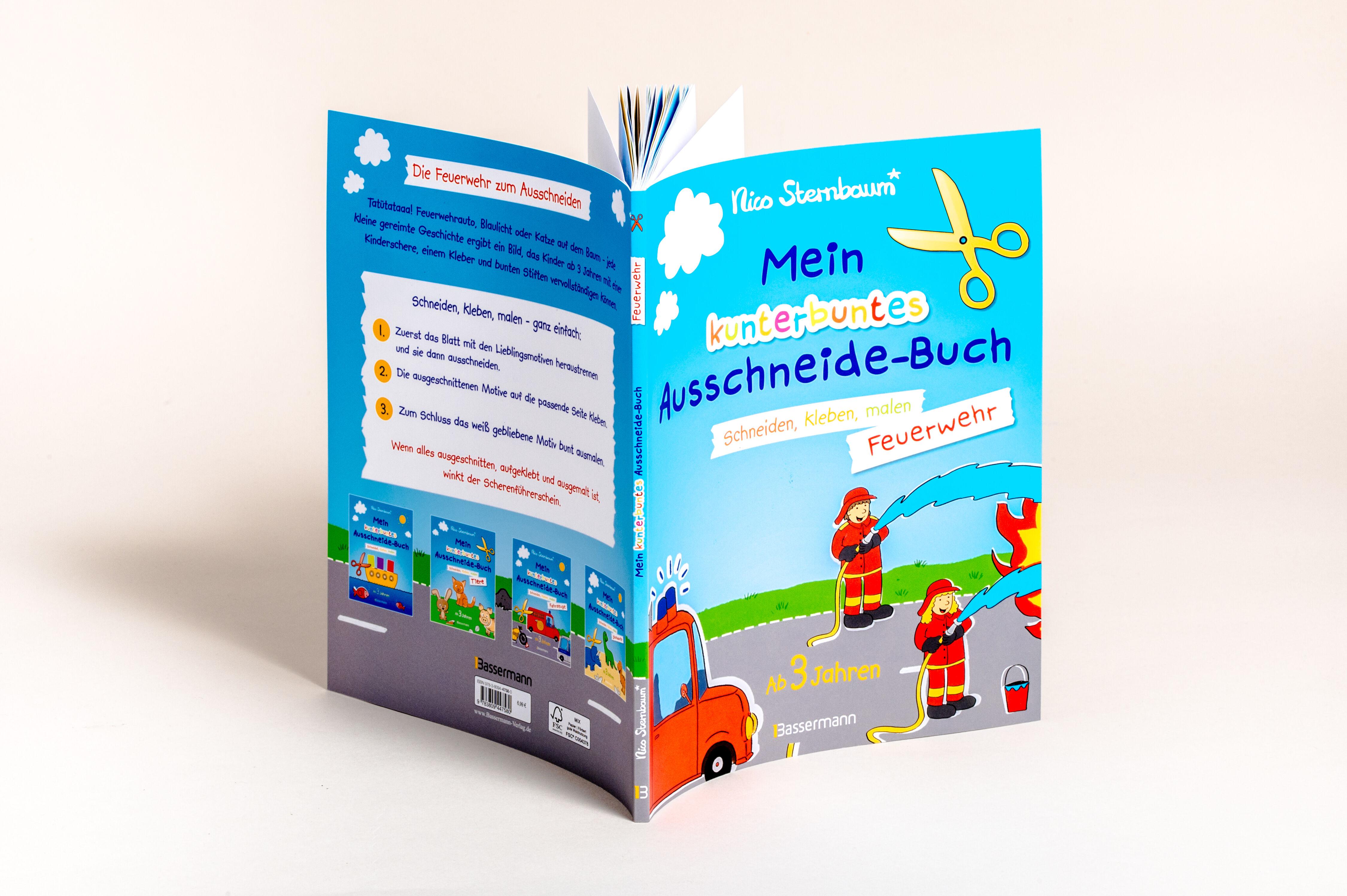 Beispielinhalt (Bild) Mein kunterbuntes Ausschneidebuch - Feuerwehr. Schneiden, kleben, malen ab 3 Jahren