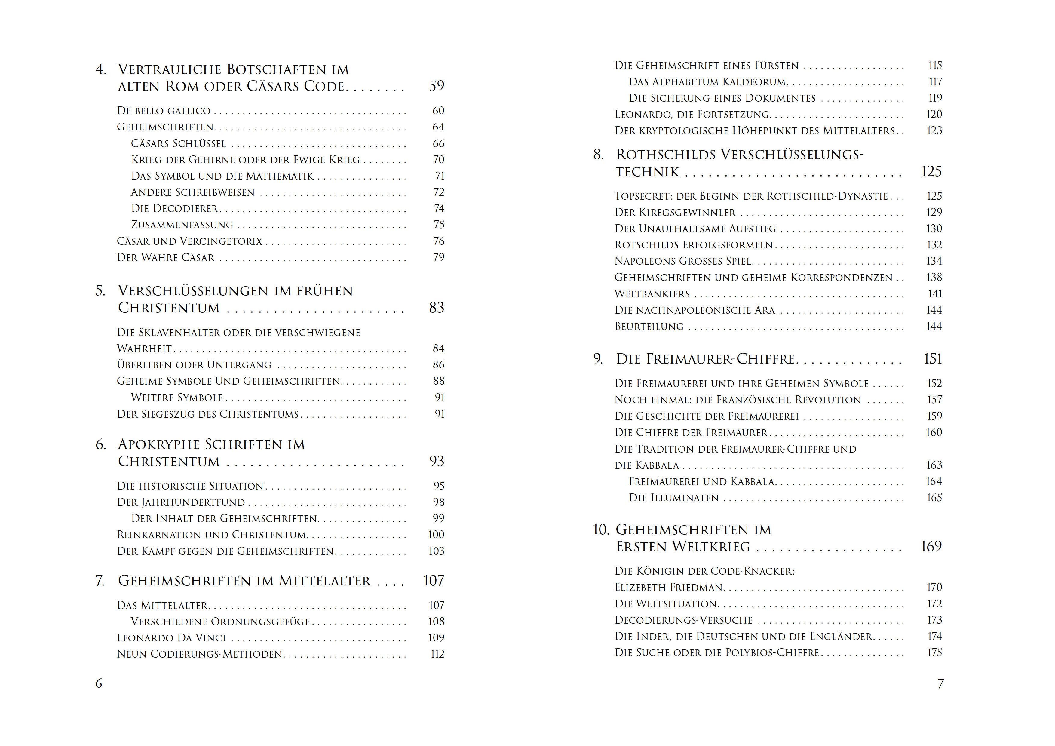 Beispielinhalt (Bild) Geheimschriften. Die verschlüsselte Kommunikation der Geheimdienste, Geheimbünde, Wirtschaft und des organisierten Verbrechens