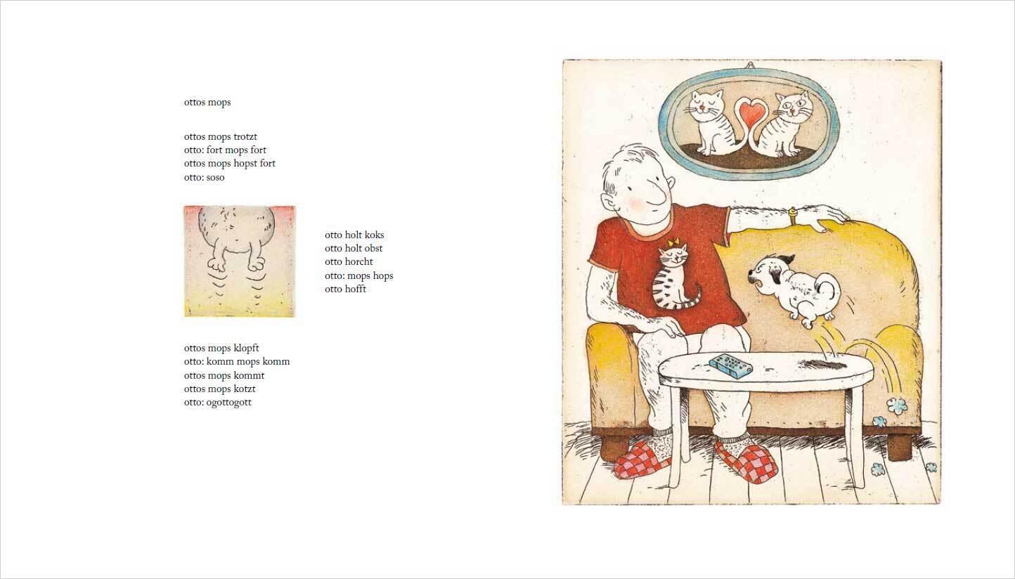 Beispielinhalt (Bild) Ottos Mops hopst - Absurd komische Gedichte vom Meister des Sprachwitzes. Für Kinder ab 5 Jahren