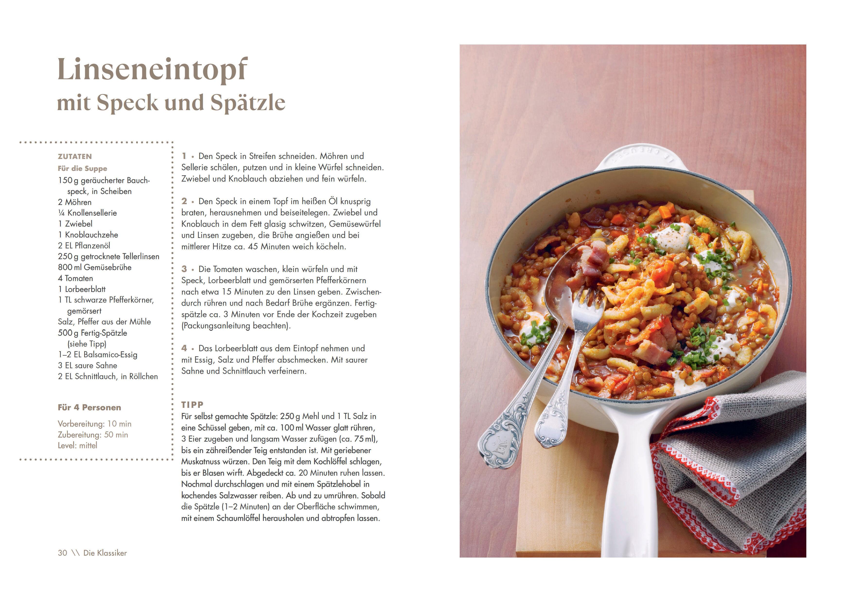 Beispielinhalt (Bild) One Pot deftig - Die besten Rezepte für Eintopfgerichte. Wenige Zutaten, einfache Zubereitung -