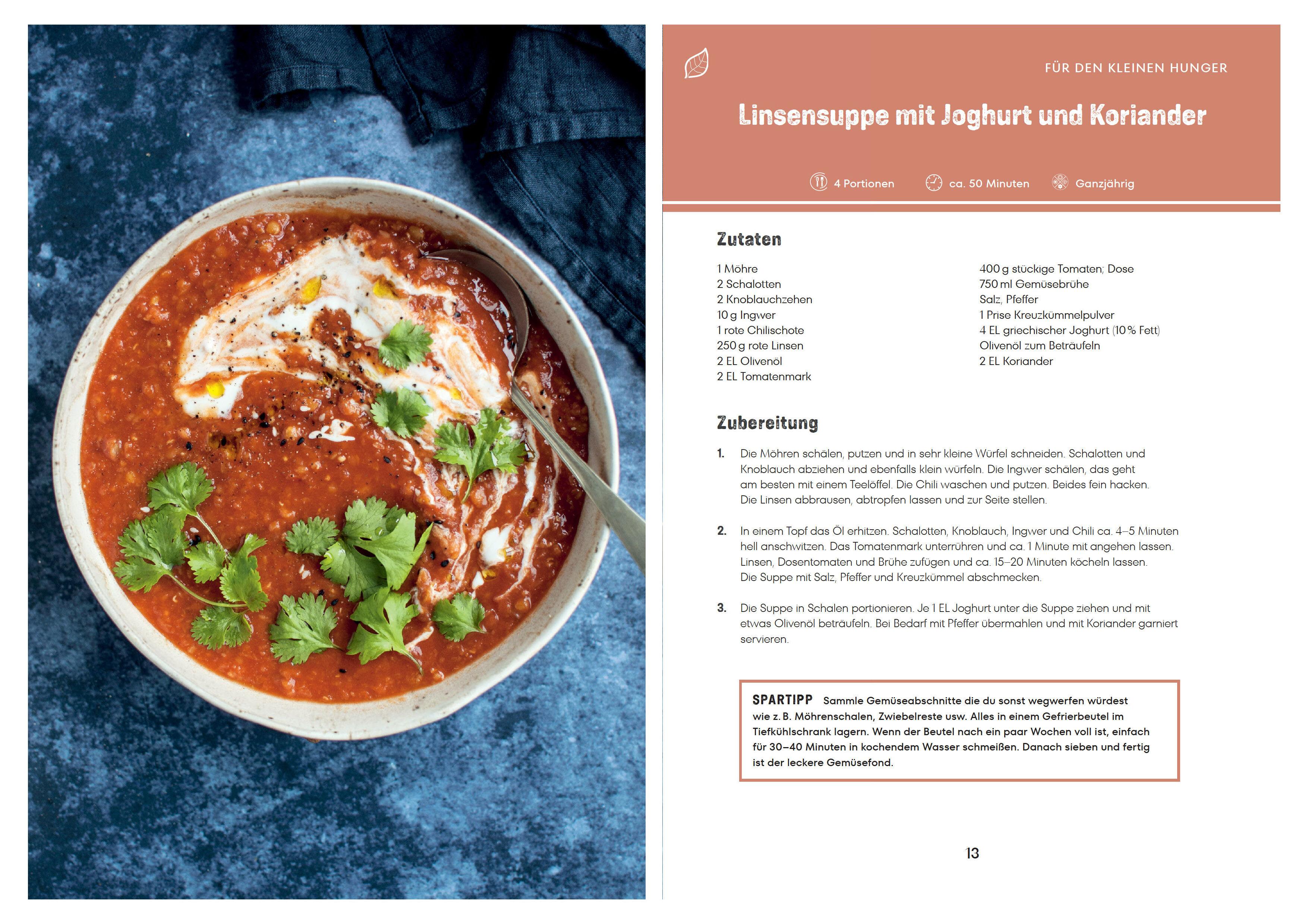 Beispielinhalt (Bild) Preiswert & nachhaltig kochen - vegetarische Rezepte mit wenigen Zutaten