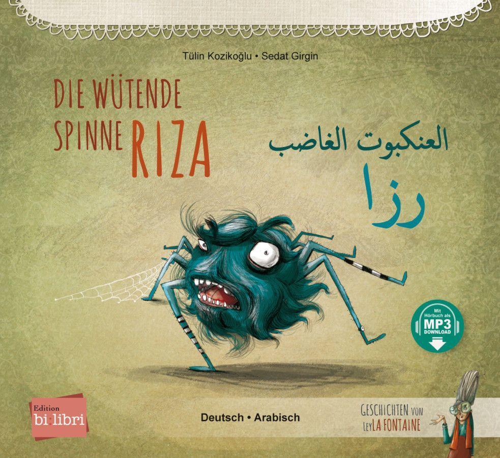 Vorderes Coverbild Die wütende Spinne Riza (Deutsch-Arabisch)