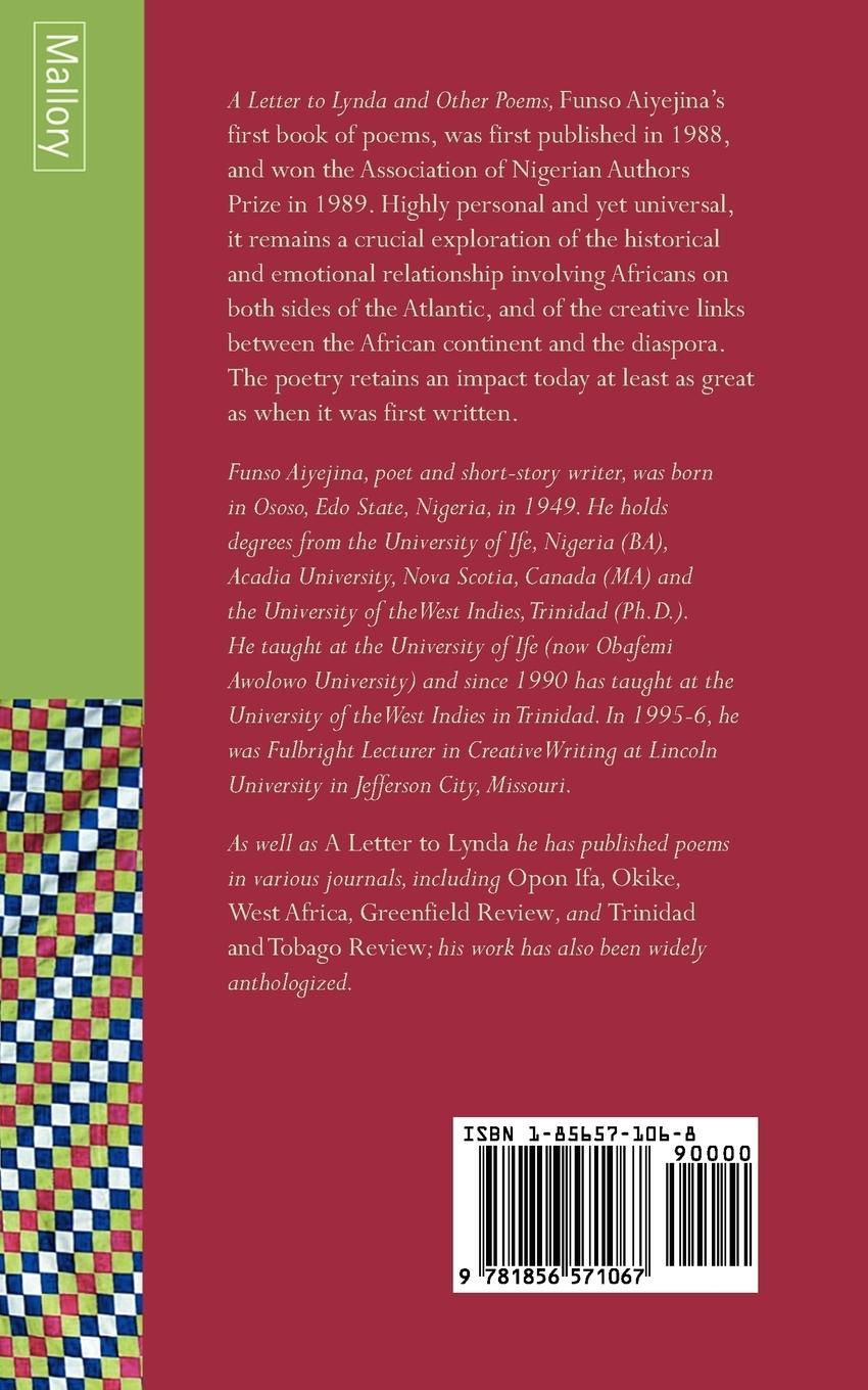 Rückseitencover A Letter to Lynda, and Other Poems