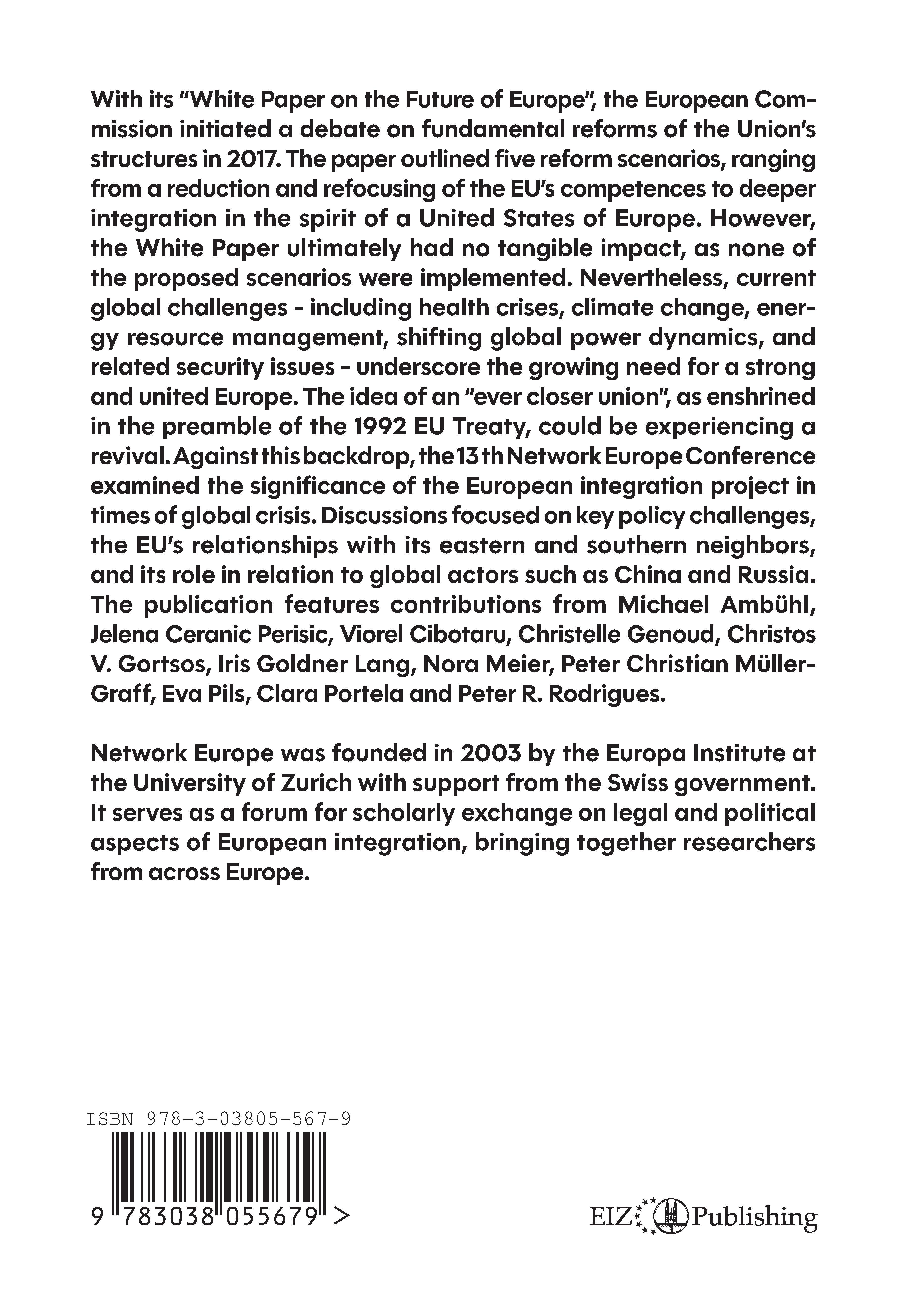 Rückseitencover European Integration Perspectives in Times of Global Crises