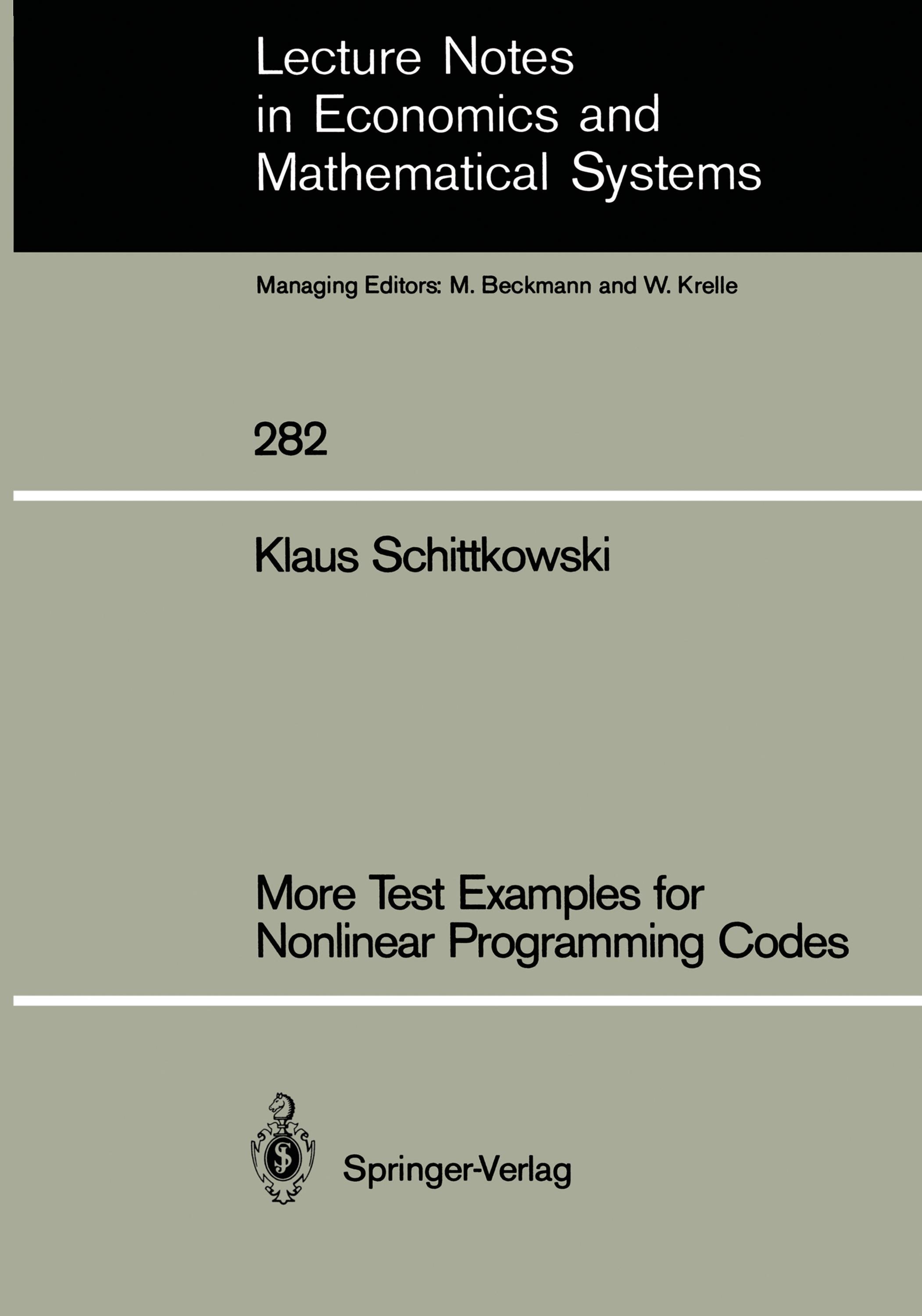 Vorderes Coverbild More Test Examples for Nonlinear Programming Codes
