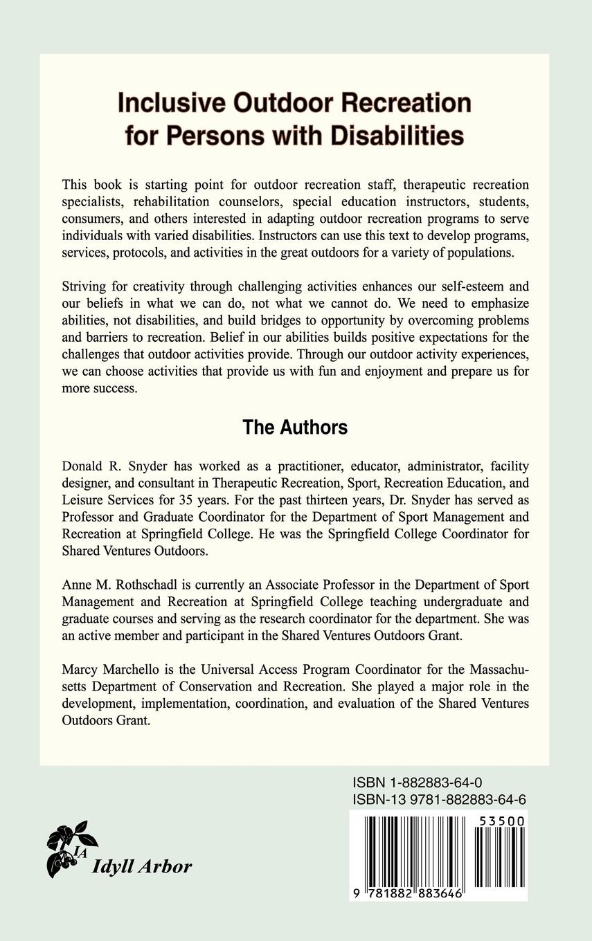 Rückseitencover Inclusive Outdoor Recreation for Persons with Disabilities