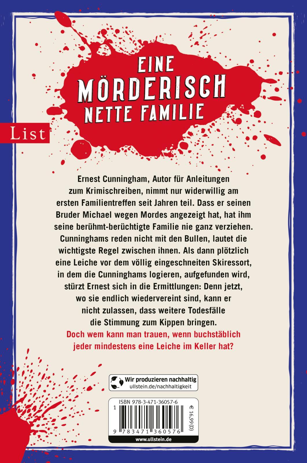 Rückseitencover Die mörderischen Cunninghams. Irgendwen haben wir doch alle auf dem Gewissen