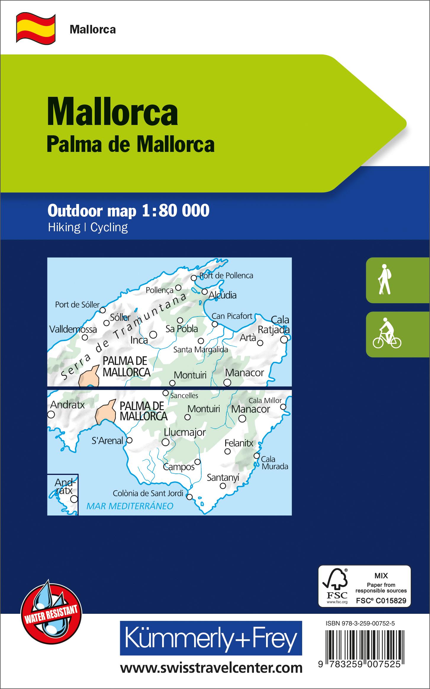Rückseitencover Kümmerly+Frey Outdoorkarte Mallorca 1:80.000