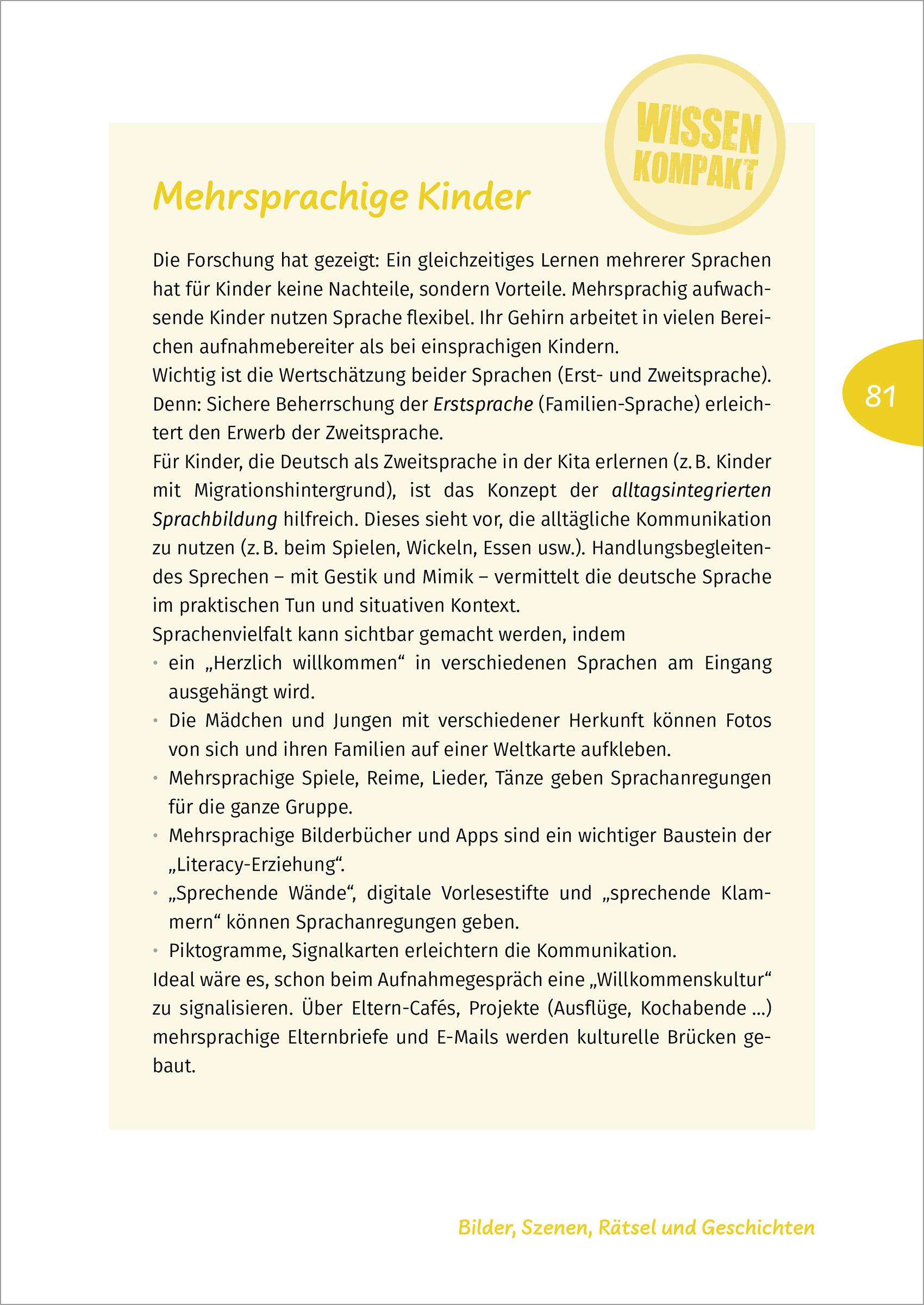 Beispielinhalt (Bild) Sprache erleben in der Krippe