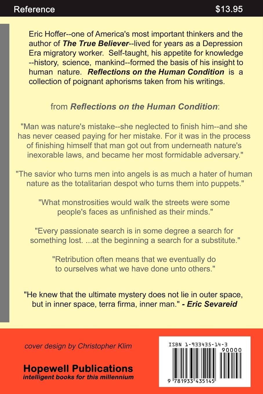 Rückseitencover Reflections on the Human Condition