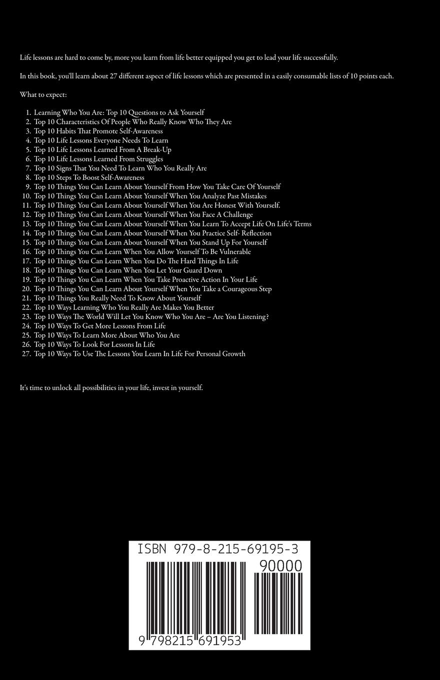 Rückseitencover Top 10 Lists - Life Lessons and Learning About You