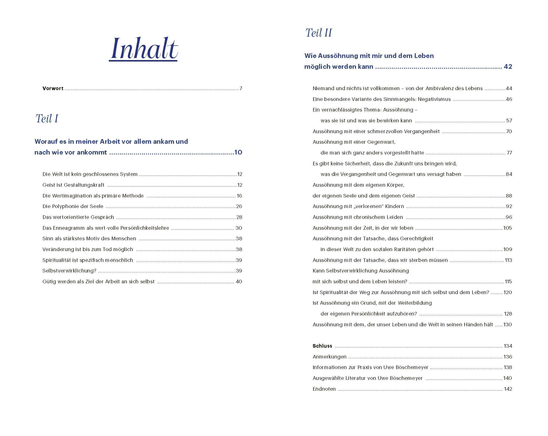 Beispielinhalt (Bild) Aussöhnung mit uns selbst und dem unvollkommenen Leben