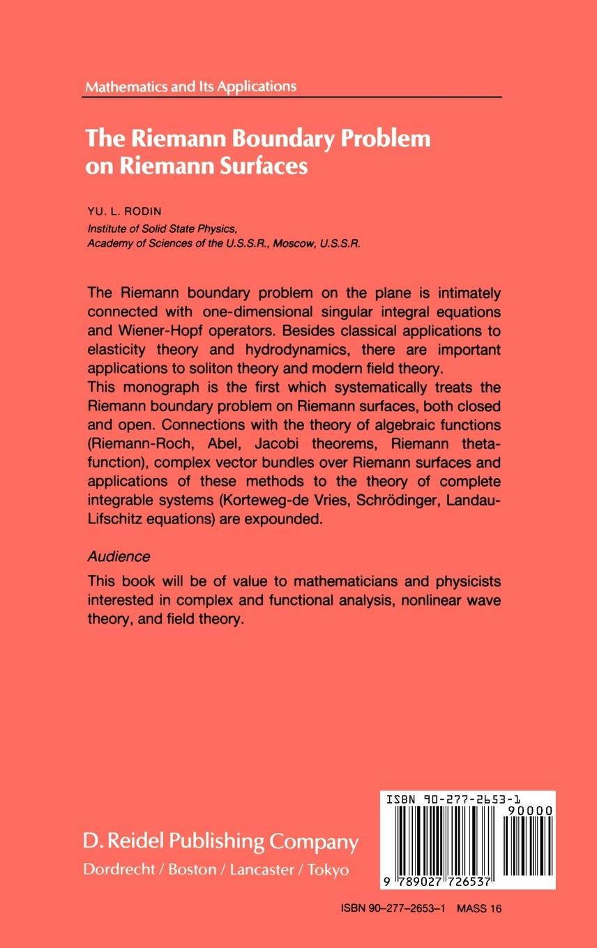 Rückseitencover The Riemann Boundary Problem on Riemann Surfaces