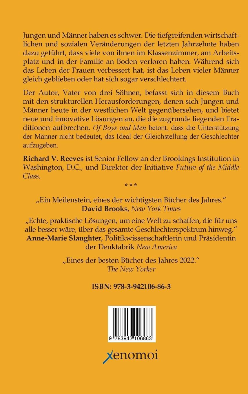 Rückseitencover Von Jungen und Männern. Warum der moderne Mann Probleme hat, warum das wichtig ist und was man dagegen tun kann