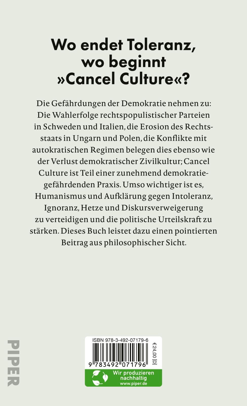 Rückseitencover 'Cancel Culture' - Ende der Aufklärung?