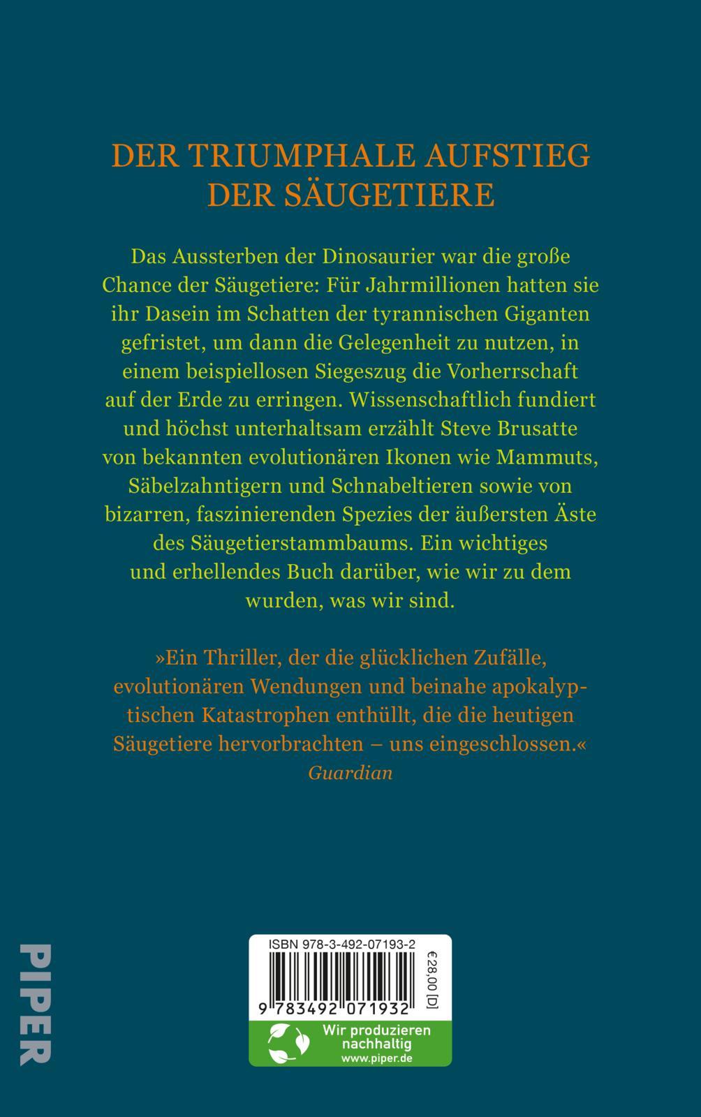 Rückseitencover Eine neue Geschichte der Säugetiere